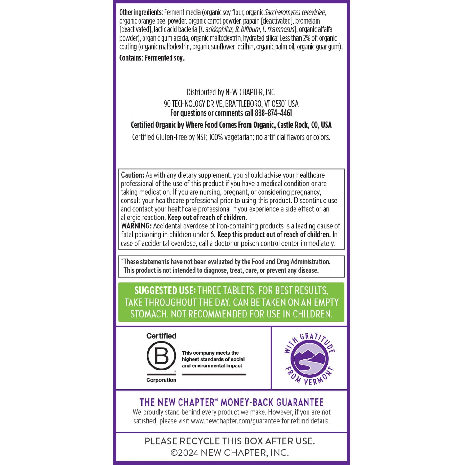 New Chapter Advanced Perfect Prenatal Vitamins, 192ct, Made with Organic, Non-GMO Ingredients for Healthy Baby & Mom - Folate (Methylfolate), Whole-Food Fermented Iron, Vitamin D3 + Ginger - Image 7