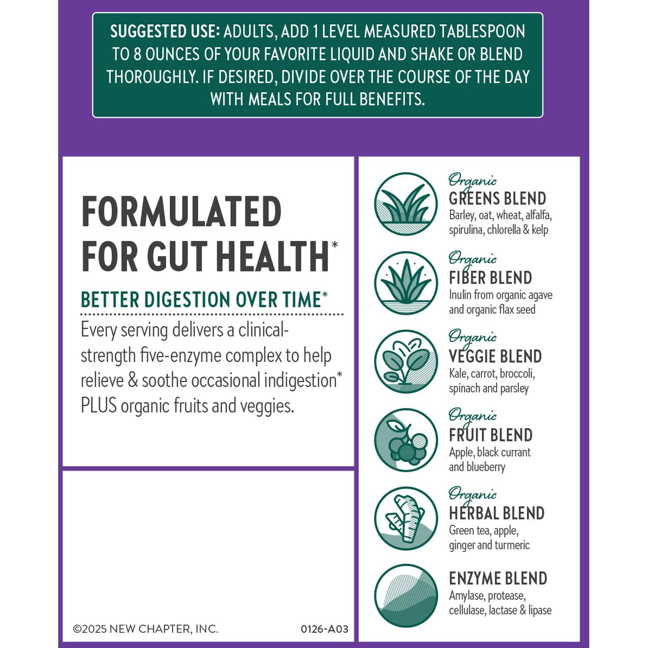 New Chapter All-Flora Digestive Super Greens Powder for Gut Health - Clinical-Strength Digestive Enzymes + USDA Organic Chlorella, Spirulina, Fermented Greens – Delicious & 100% Vegan, 30 Servings - Image 8