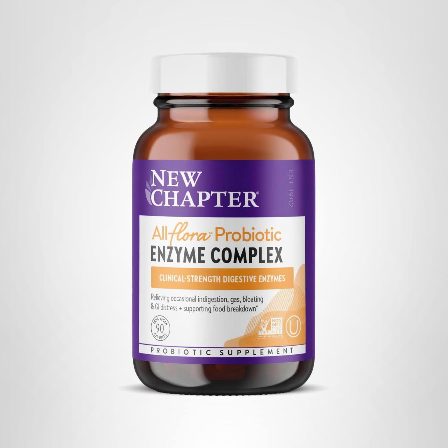 New Chapter All-Flora Enzyme Complex with Probiotics Relieves Bloating & Gas - Clinical-Strength Digestive Enzymes + Ultra-Concentrated Probiotics + Fermented Vitamin B12, 90 Vegan Capsules - Image 9
