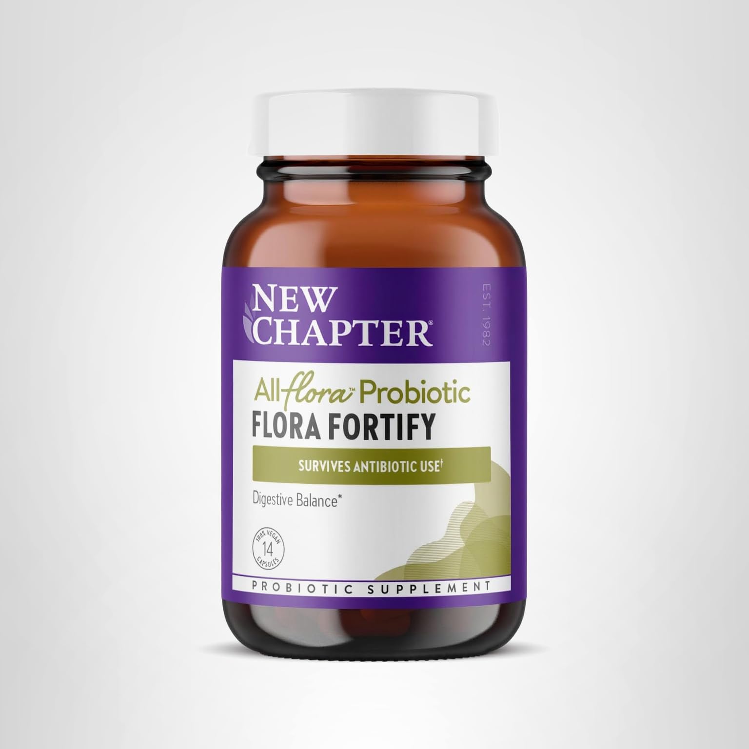 New Chapter All-Flora Probiotic Flora Fortify, Ultra-Concentrated Probiotics for Digestive Health, Survives Antibiotic Use, with Electrolytes + Inulin Prebiotic Fiber, 100% Vegan, 14-Day Supply - Image 9