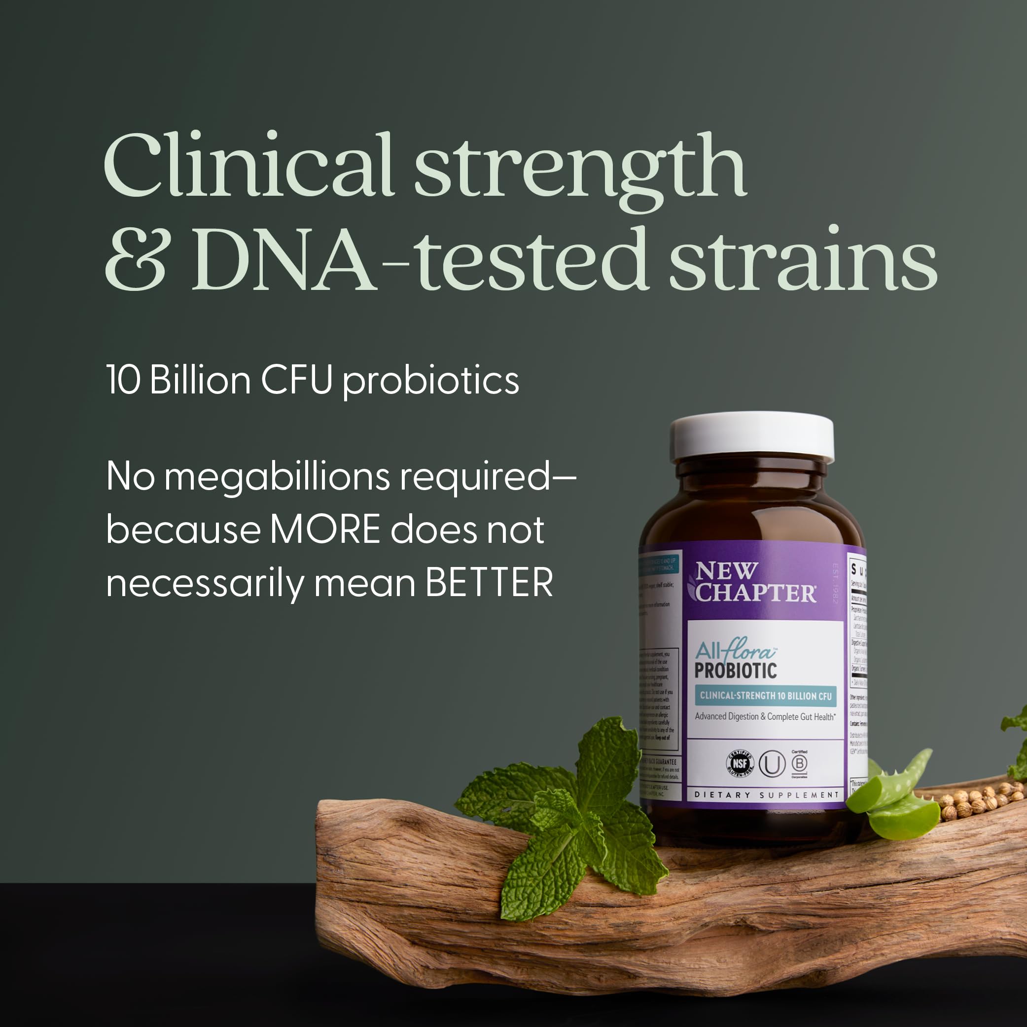 New Chapter All-Flora Probiotic for Advanced Digestion & Complete Gut Health with Prebiotics + Postbiotics, Clinical-Strength Strains, 100% Vegetarian, Non-GMO, Shelf Stable - 60 ct (2 Month Supply) - Image 3