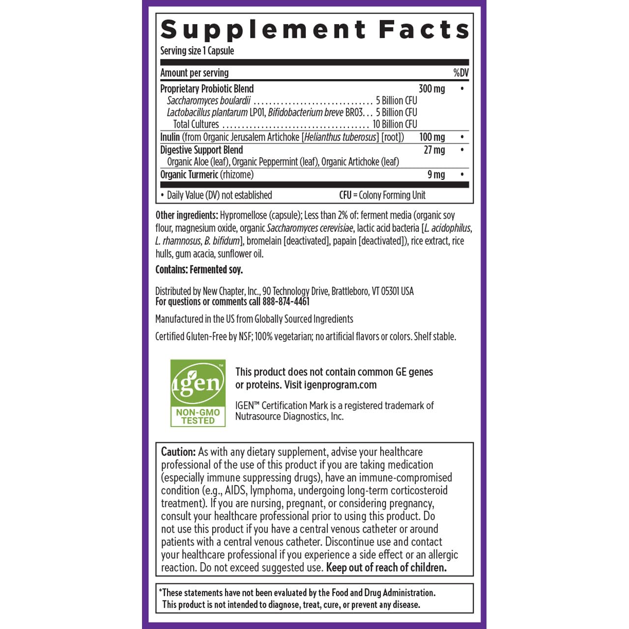 New Chapter All-Flora Probiotic for Advanced Digestion & Complete Gut Health with Prebiotics + Postbiotics, Clinical-Strength Strains, 100% Vegetarian, Non-GMO, Shelf Stable - 60 ct (2 Month Supply) - Image 6