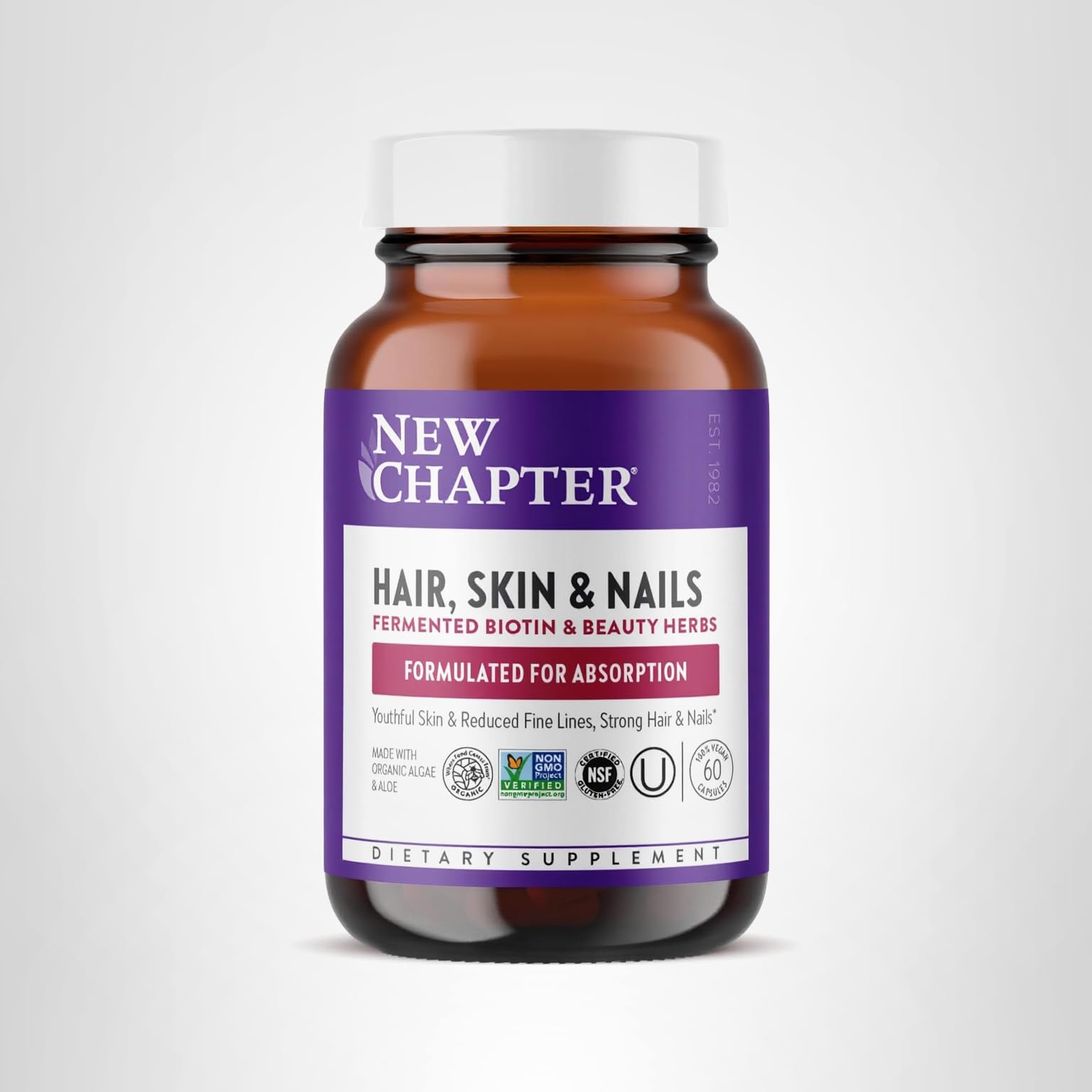 New Chapter Biotin Supplement, Vegan Hair Skin and Nails Vitamins with Fermented Biotin + Astaxanthin - 60 Count - Image 9