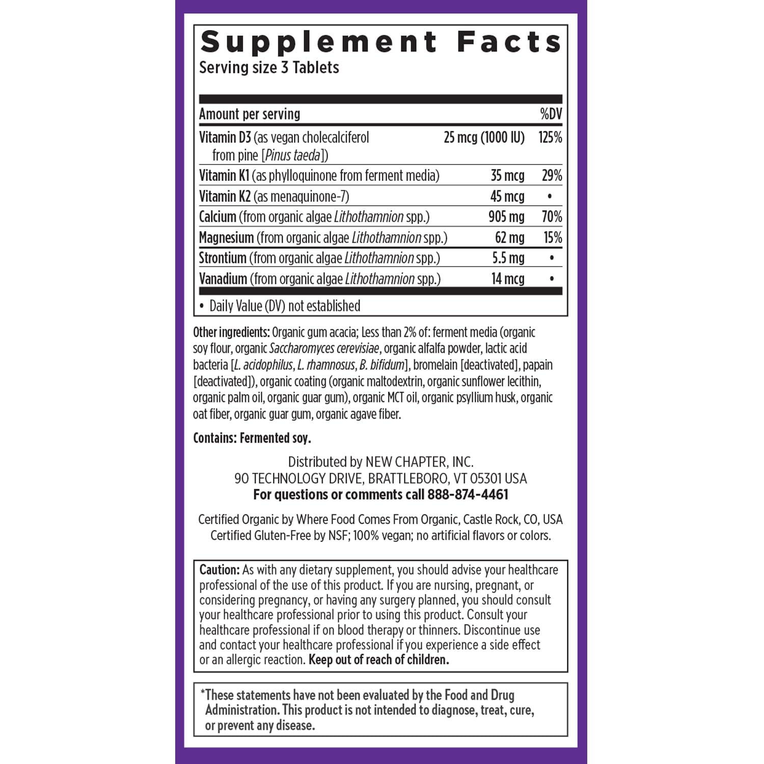 New Chapter Calcium Supplement - Bone Strength Plant-Based USDA Organic Calcium with Magnesium, Vitamin D3+K2, for Bone Health & Joint Mobility, Heart Support, 905 mg dose - 120 Slim Tablets - Image 6