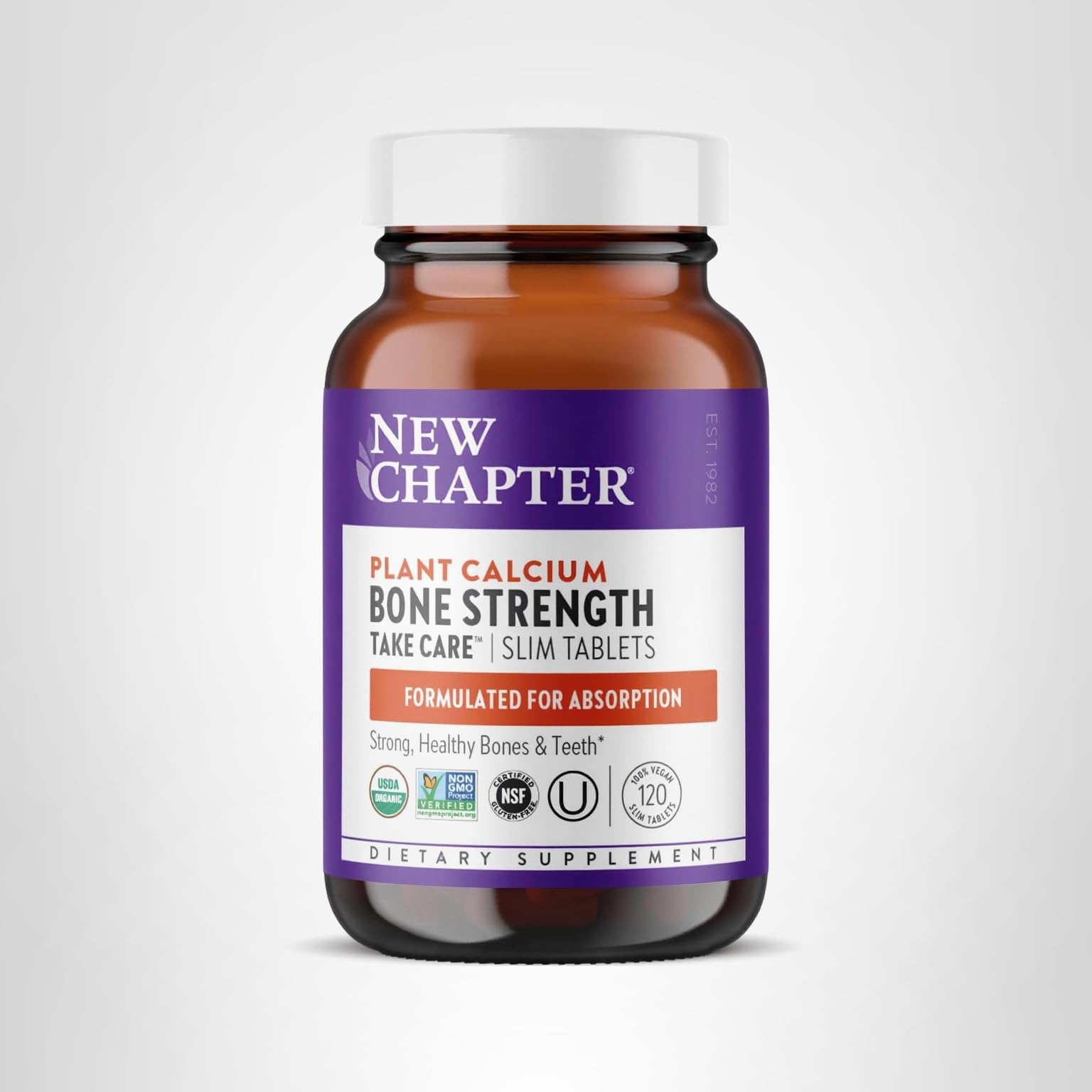 New Chapter Calcium Supplement - Bone Strength Plant-Based USDA Organic Calcium with Magnesium, Vitamin D3+K2, for Bone Health & Joint Mobility, Heart Support, 905 mg dose - 120 Slim Tablets - Image 9