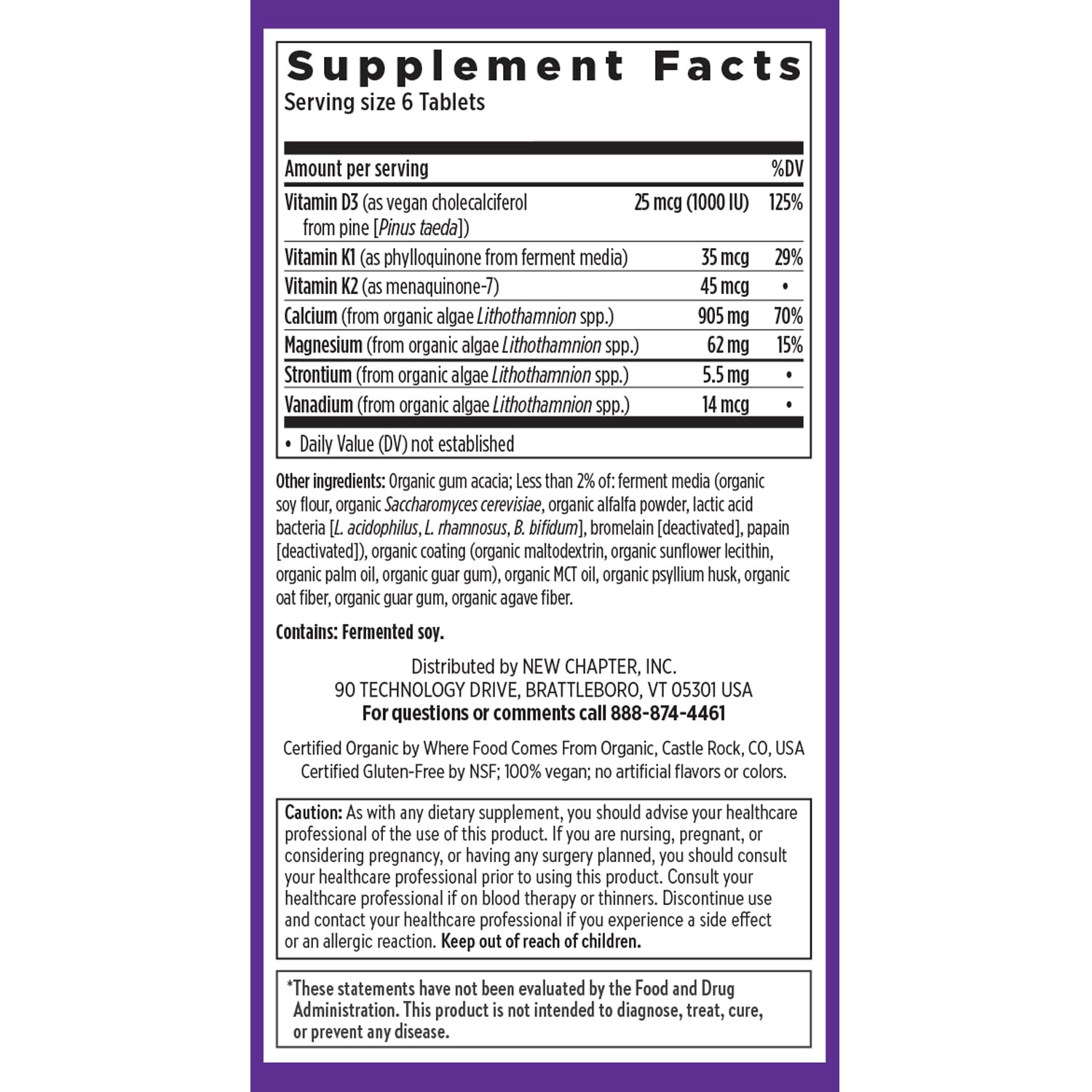 New Chapter Calcium Supplement - Bone Strength Tiny Tabs Plant-Based USDA Organic Calcium with Magnesium, Vitamin D3+K2, for Bone Health & Joint Mobility, Heart Support, 905 mg dose - 240 Tiny Tabs - Image 6