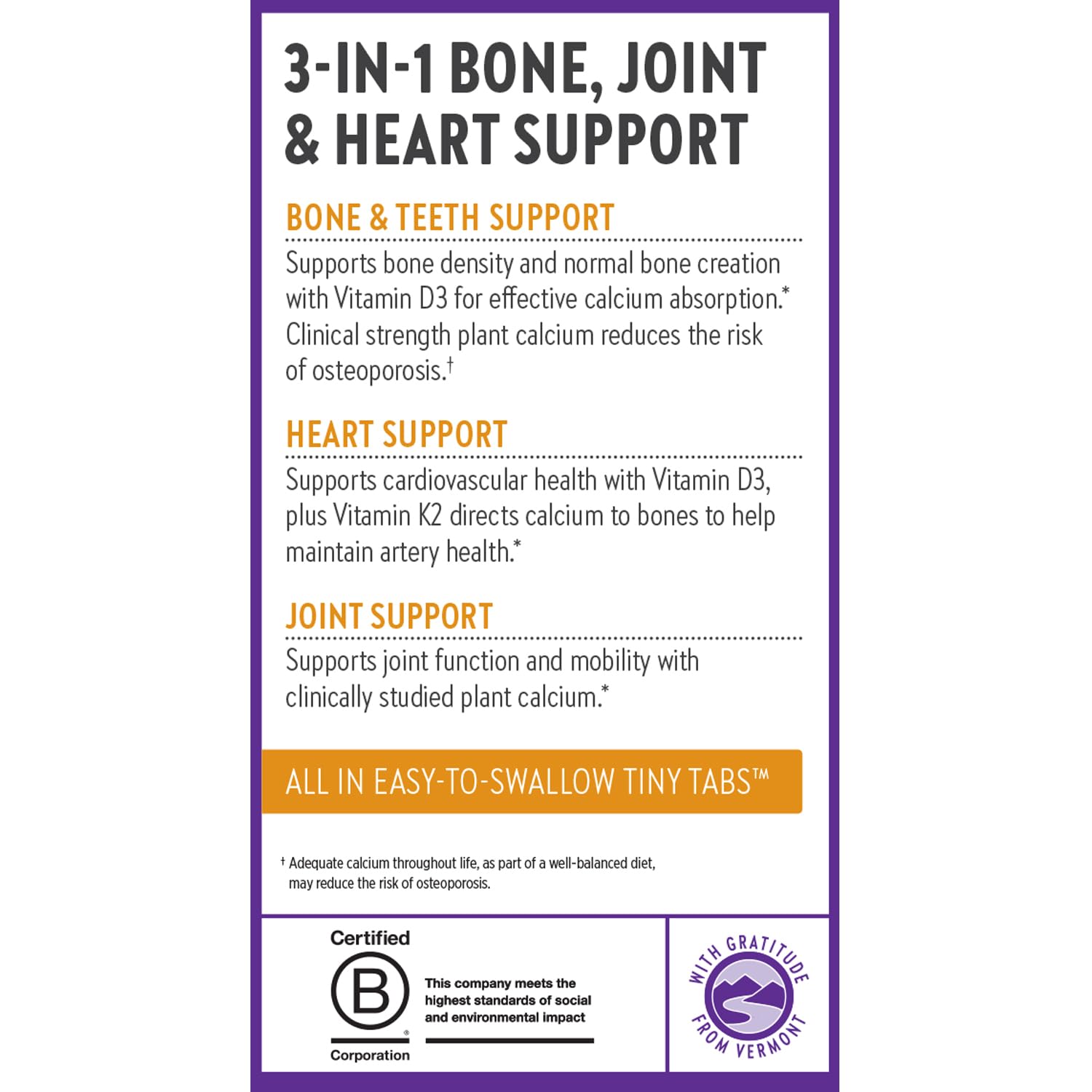 New Chapter Calcium Supplement - Bone Strength Tiny Tabs Plant-Based USDA Organic Calcium with Magnesium, Vitamin D3+K2, for Bone Health & Joint Mobility, Heart Support, 905 mg dose - 240 Tiny Tabs - Image 8