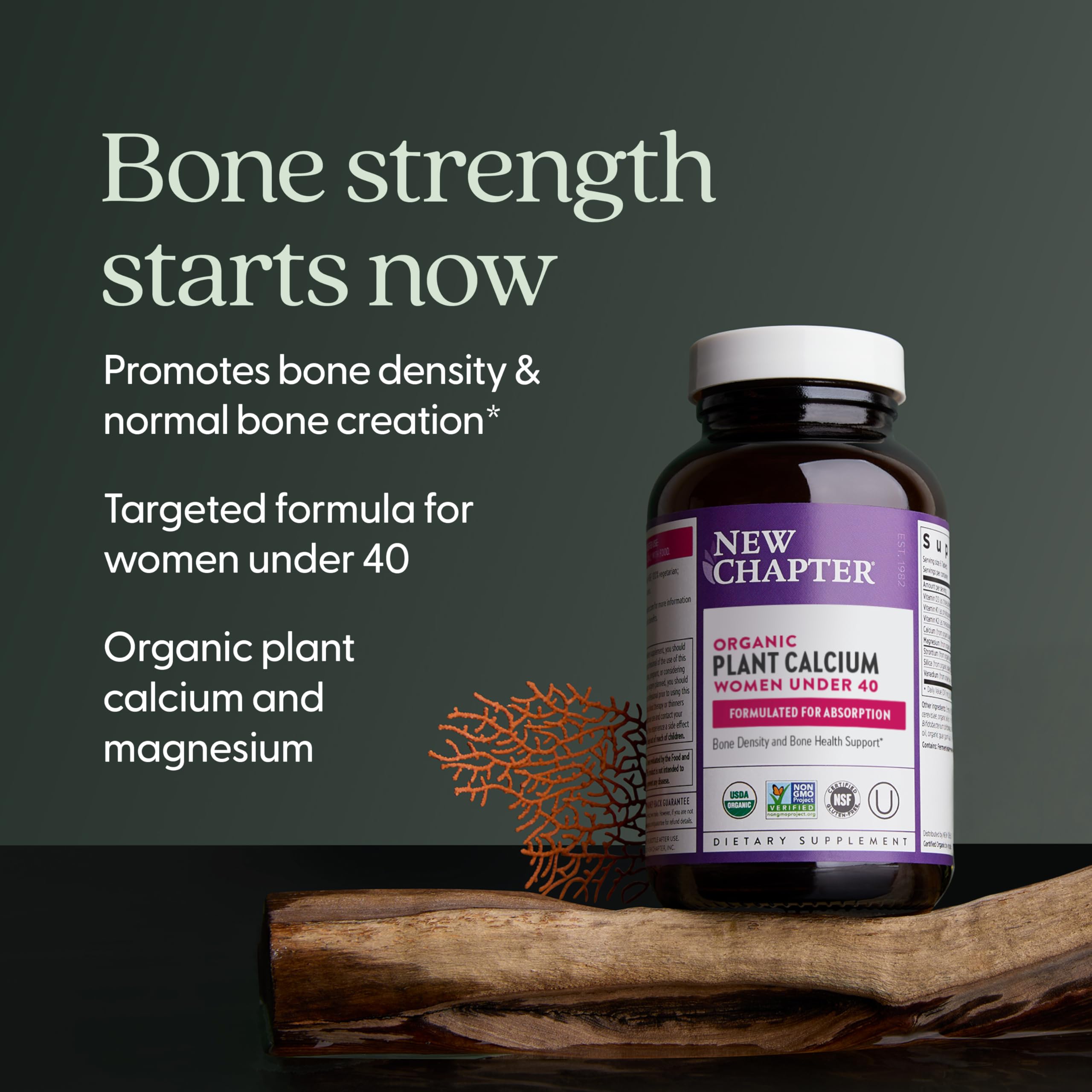 New Chapter Calcium Supplement – Organic Plant Calcium for Women Under 40, with Vitamin D3 for Absorption + Vitamin K2 + Magnesium, Vegetarian, Gluten Free - 60 Count - Image 3