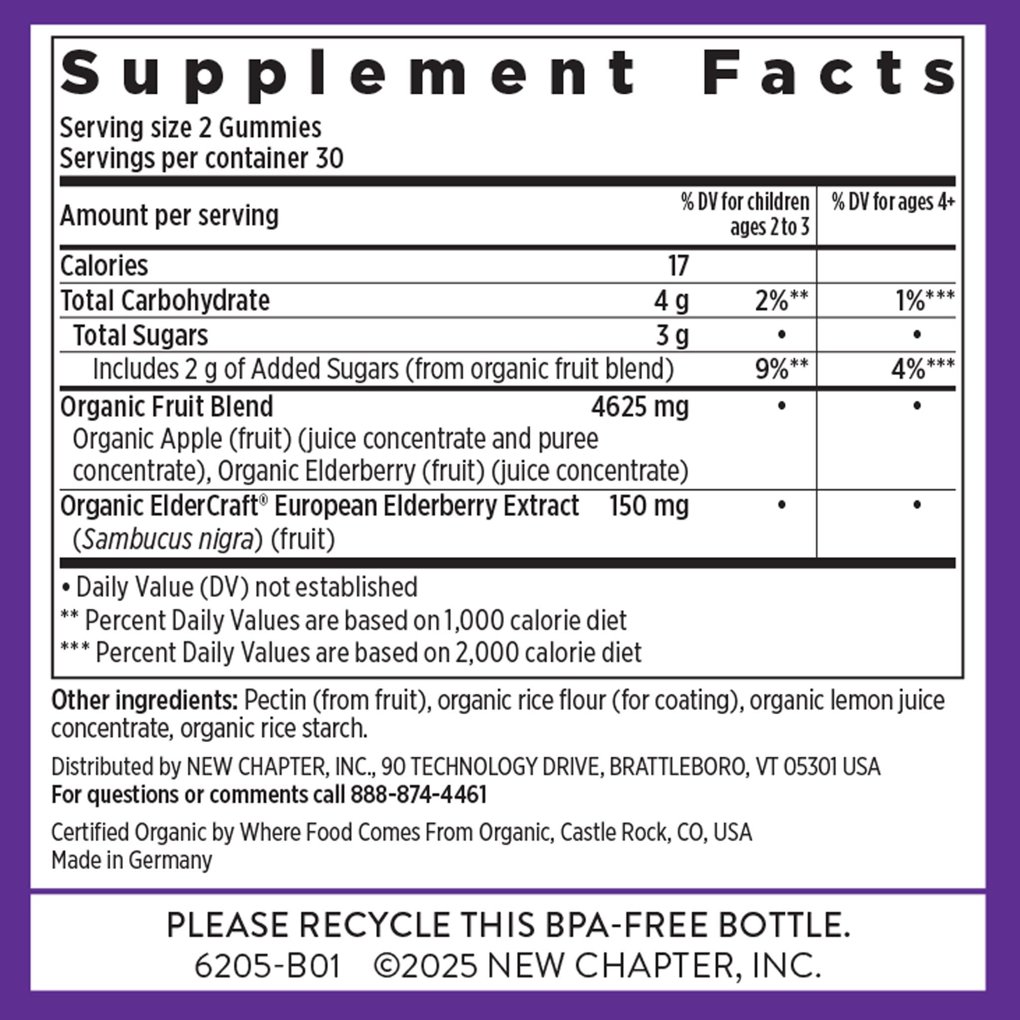 New Chapter Elderberry Gummies for Adults & Kids (2+), USDA Organic 64x Concentrated Elderberry for Immune Support, Great-Tasting Whole-Food Gummies, Vegan & Non-GMO - 60 ct - Image 6