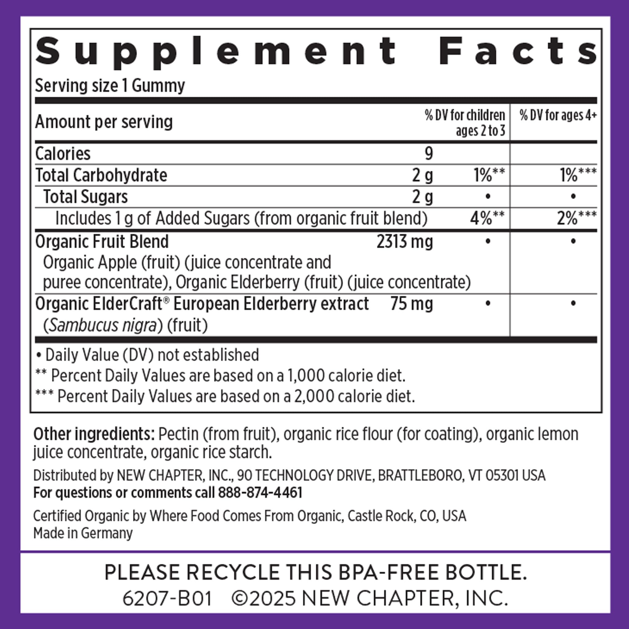 New Chapter Elderberry Gummies for Kids 2+, USDA Organic,64x Concentrated Pure Elderberry for Immune Support,Great Tasting Whole-Food Gummies, Vegan & Non-GMO, 30 ct - Image 6