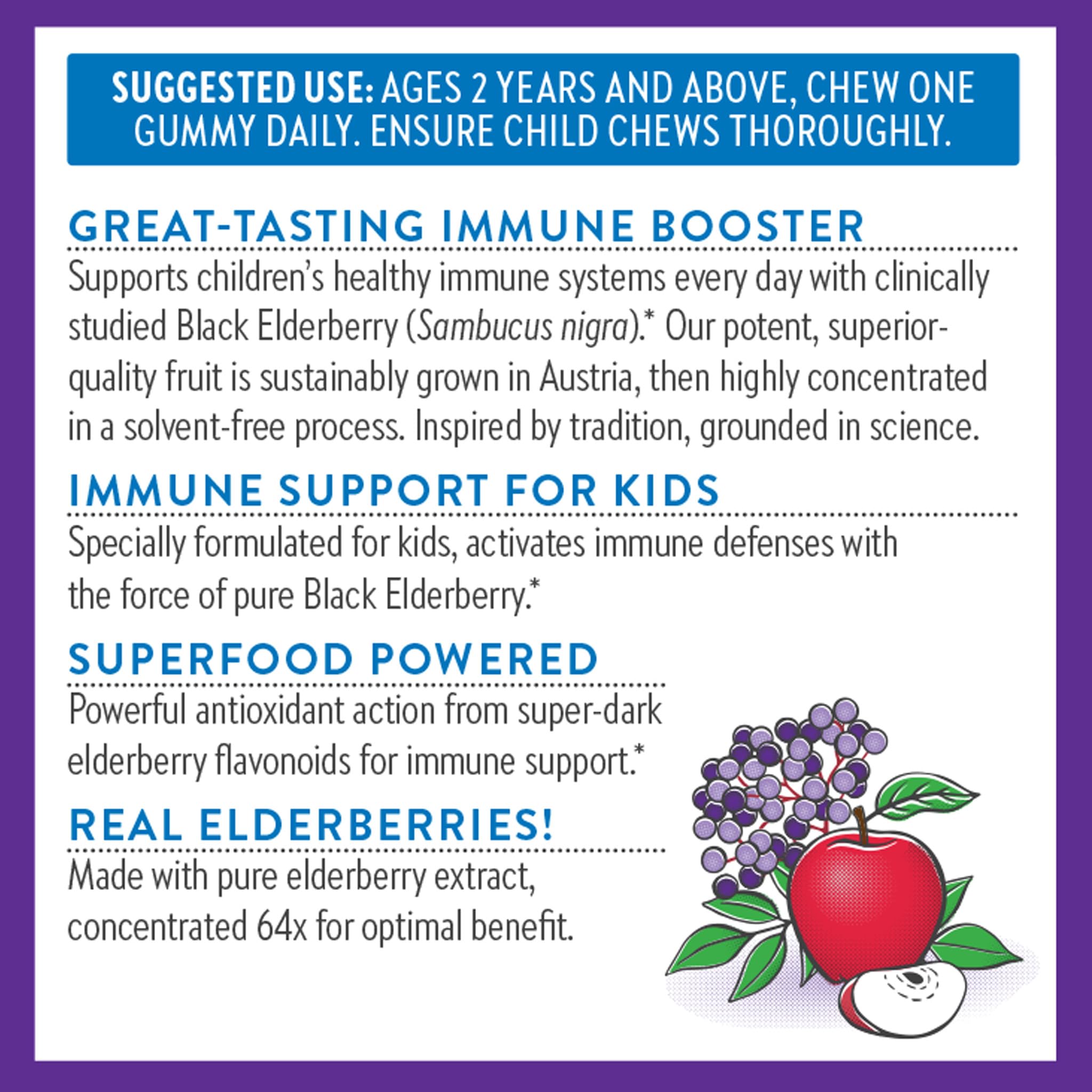 New Chapter Elderberry Gummies for Kids 2+, USDA Organic,64x Concentrated Pure Elderberry for Immune Support,Great Tasting Whole-Food Gummies, Vegan & Non-GMO, 30 ct - Image 7
