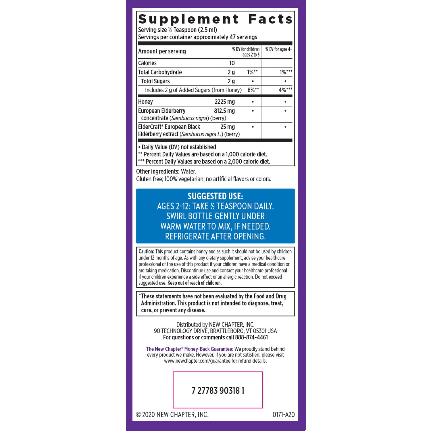 New Chapter Elderberry Kids Syrup, Advanced Immune Defense for Ages 2+, 64x Concentrated Elderberry, Sweetened with Throat-Soothing Grade A Honey, Non-GMO Project Verified, 4 Fl Ounce - Image 6