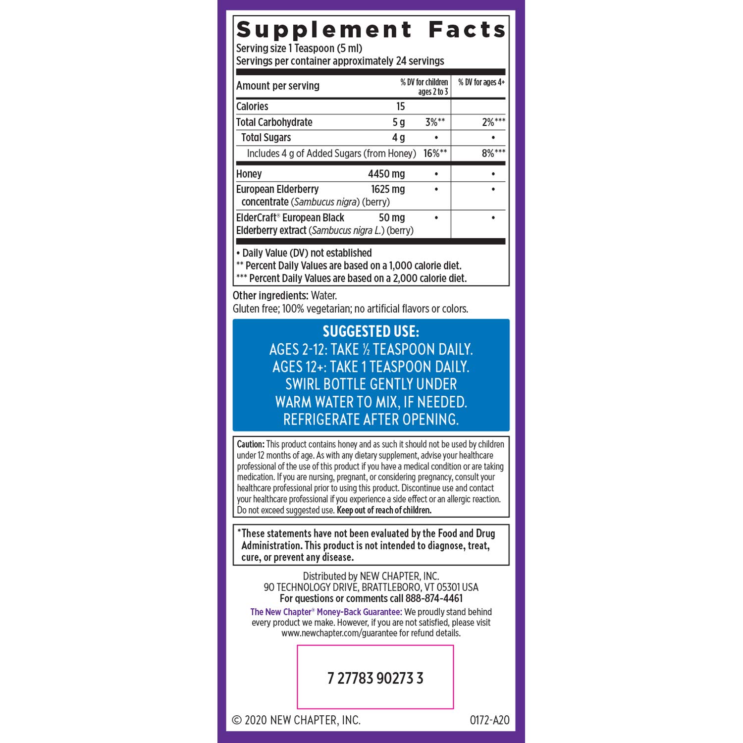 New Chapter Elderberry Syrup, 24 Servings, Immune Defense for Adults & Kids (2+), 64x Concentrated Black Elderberry + Throat-Soothing Grade A Honey, Non-GMO Project Verified, Gluten Free - Image 6