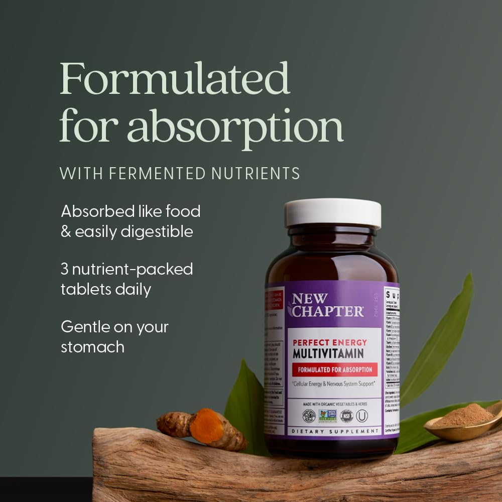 New Chapter Energy Supplement - Perfect Energy Multivitamin for Balanced Energy + Stress Support with B Vitamins + Vitamin D3 + Organic Non-GMO Ingredients - 96 ct - Image 4