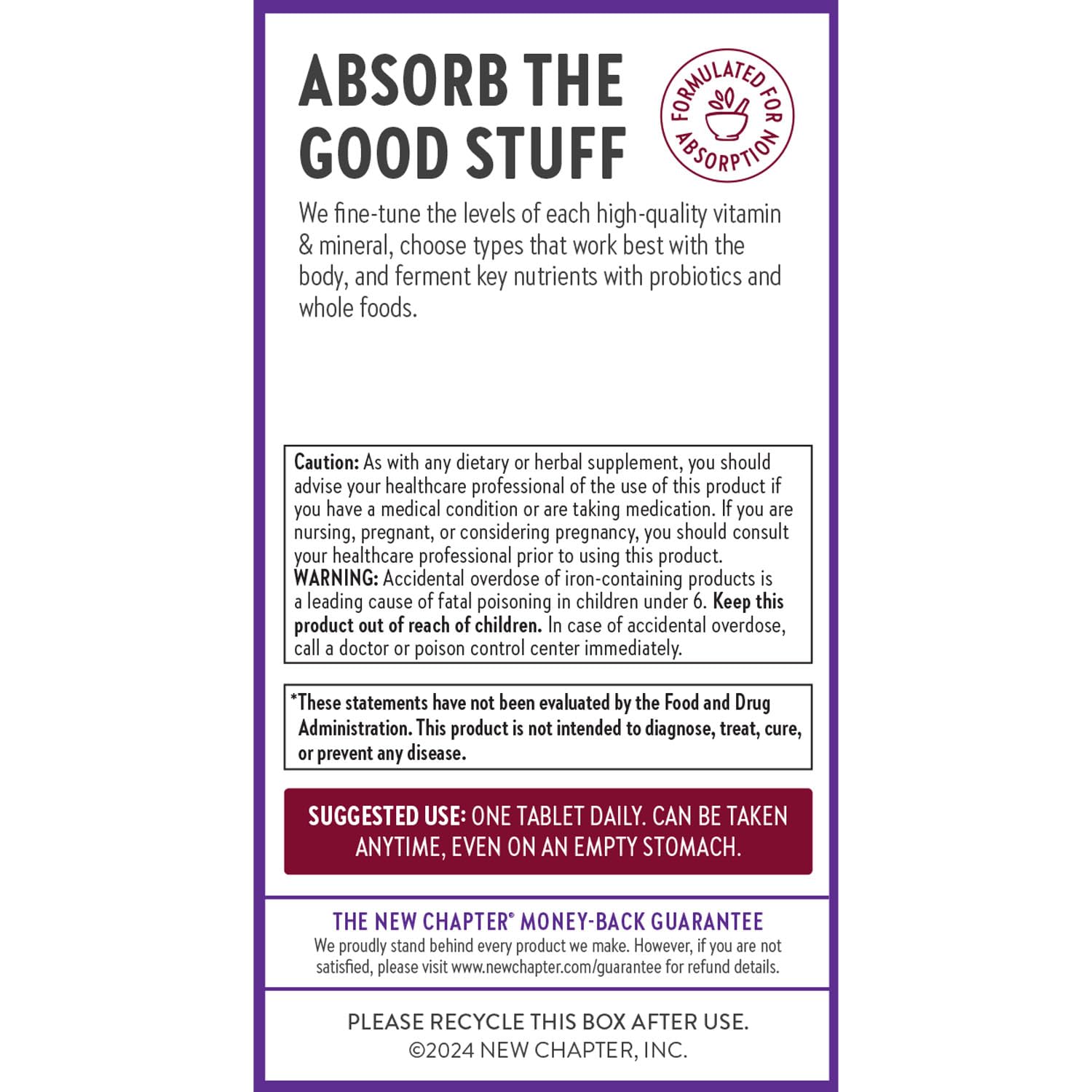 New Chapter Iron Supplement, Whole-Food Fermented Iron Complex Made with Organic Vegetables & Herbs + One Daily Non-Constipating Dose- 60ct, 2 Month Supply - Image 7