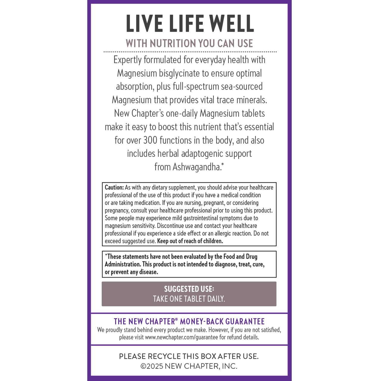 New Chapter Magnesium + Ashwagandha Supplement, 325 mg with Magnesium Glycinate for Muscle Relaxation & Recovery, Heart, Nerve & Bone Health, 2.5X Absorption, Non-GMO - 60 ct (2 Month Supply) - Image 7