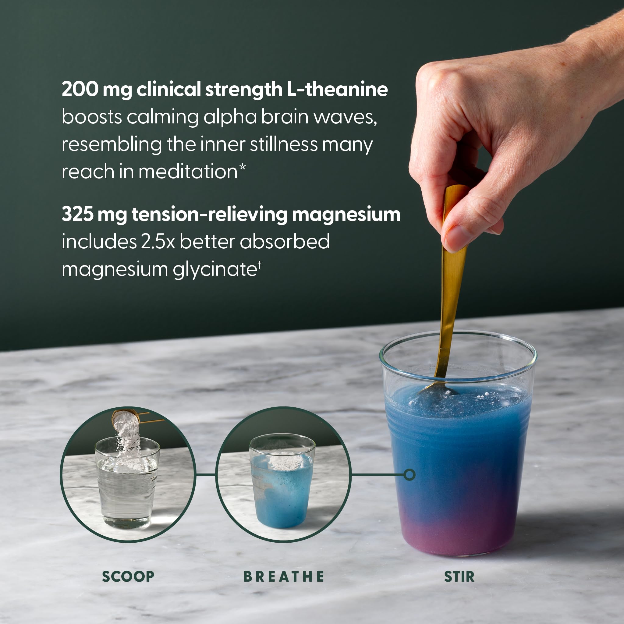 New Chapter Magnesium Glycinate + L-Theanine Supplement Powder, with 325 mg Magnesium & L-Theanine 200 mg for Calm, Focus, Mental Clarity, Muscle Relaxation & Cortisol Balance*, 30 Servings - Image 3