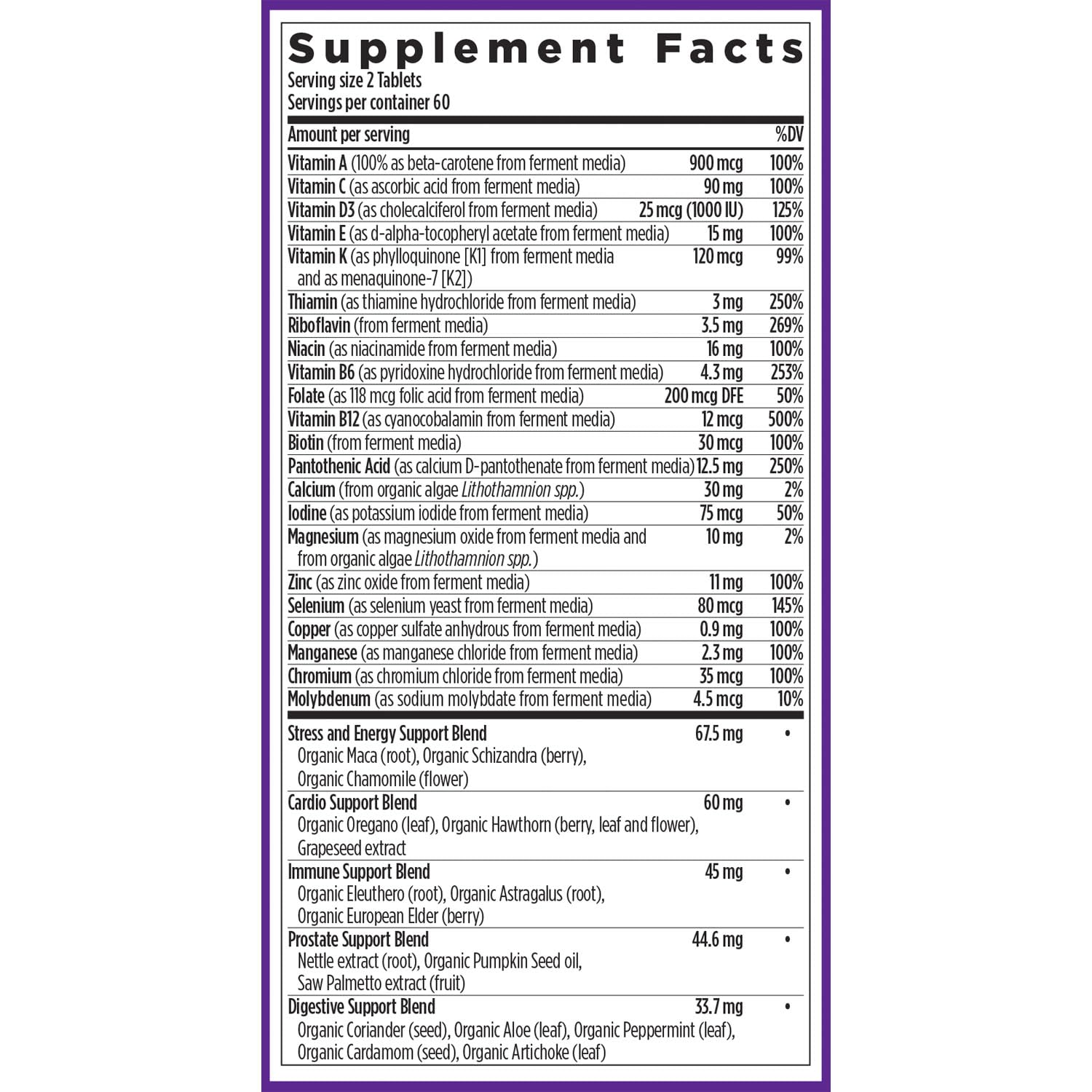 New Chapter Men's Multivitamin Advanced Formula for Stress, Brain, Immune, Heart & Energy Support, Higher Levels of Whole-Food Fermented Essential Nutrients for Men + Selenium + B Vitamins, 120 ct - Image 6