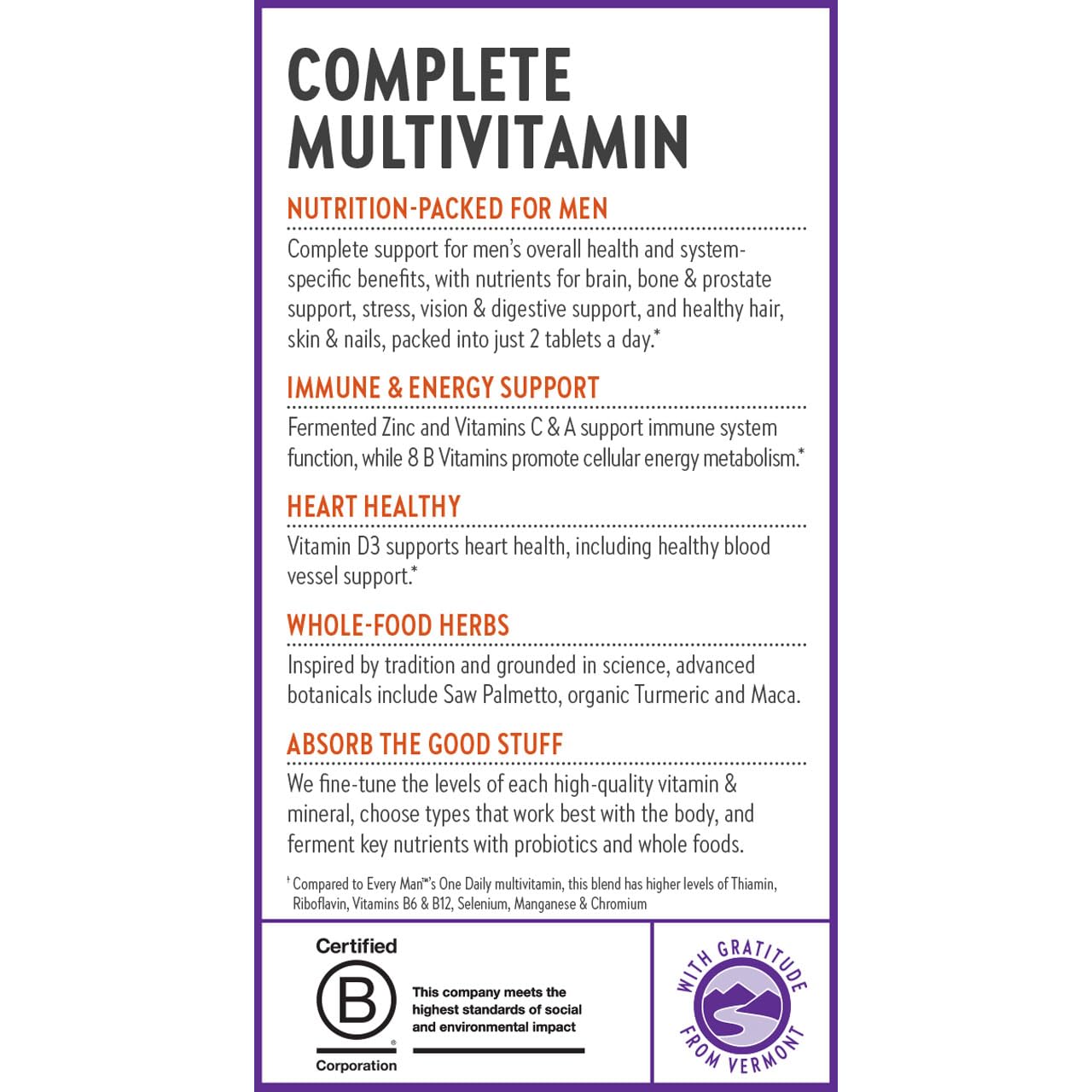 New Chapter Men's Multivitamin Advanced Formula for Stress, Brain, Immune, Heart & Energy Support, Higher Levels of Whole-Food Fermented Essential Nutrients for Men + Selenium + B Vitamins, 120 ct - Image 8