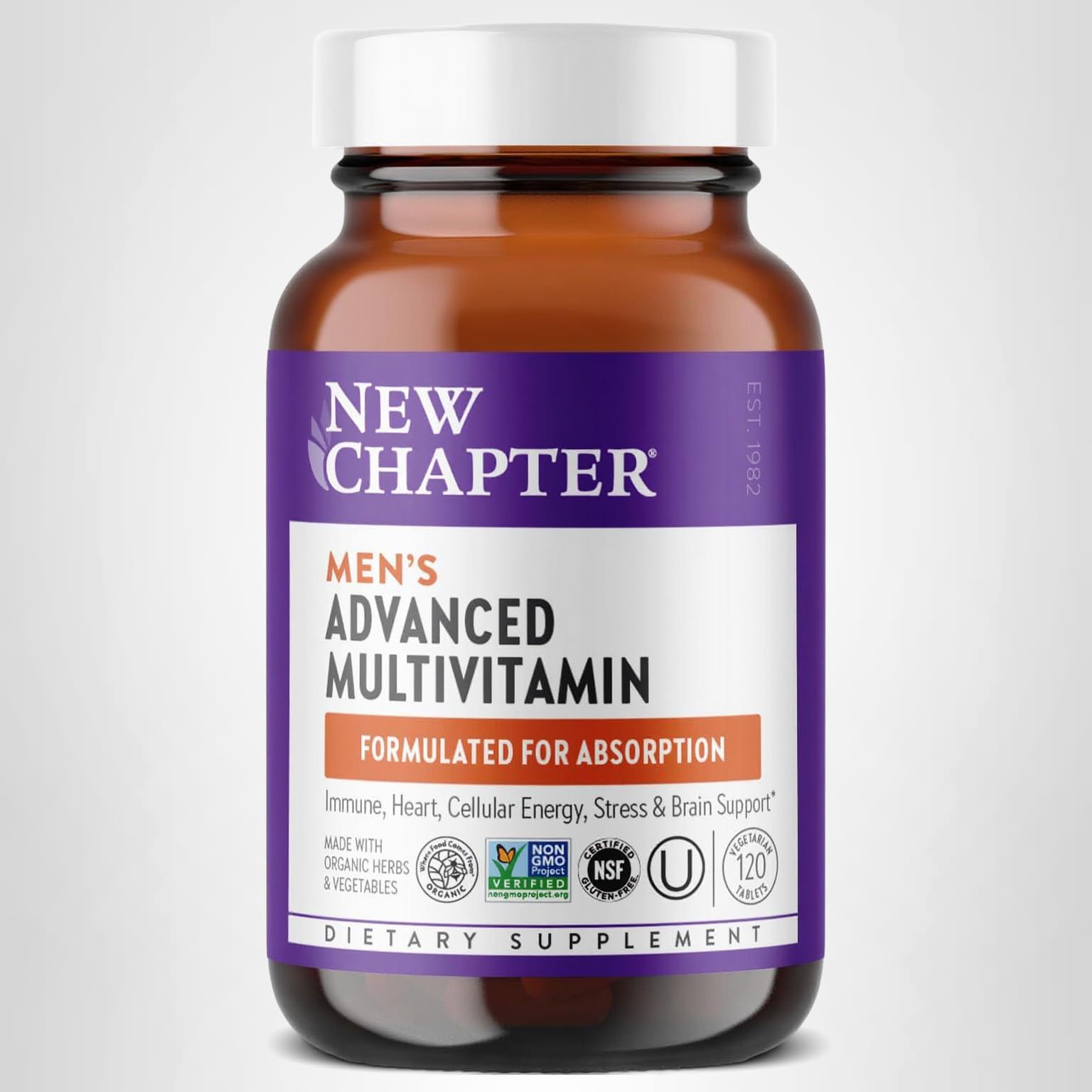 New Chapter Men's Multivitamin Advanced Formula for Stress, Brain, Immune, Heart & Energy Support, Higher Levels of Whole-Food Fermented Essential Nutrients for Men + Selenium + B Vitamins, 120 ct - Image 9