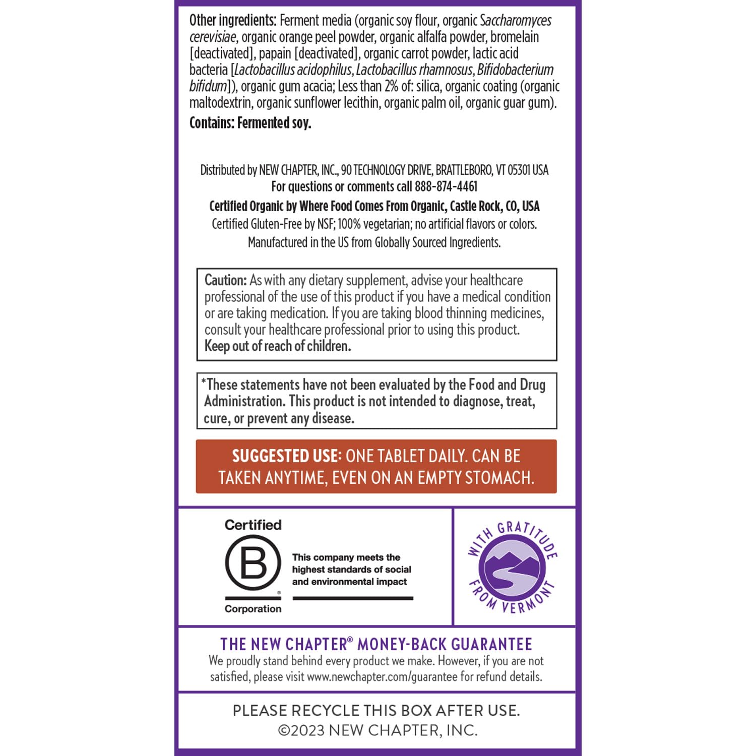 New Chapter Men’s Multivitamin, B6, Extra B12, D3, Vitamin C & Zinc, Immune, Heart, Cellular Energy, and Brain Health, Gentle on The Stomach, One Daily, Non-GMO, Gluten-Free, 18+, 72 Tablets - Image 7