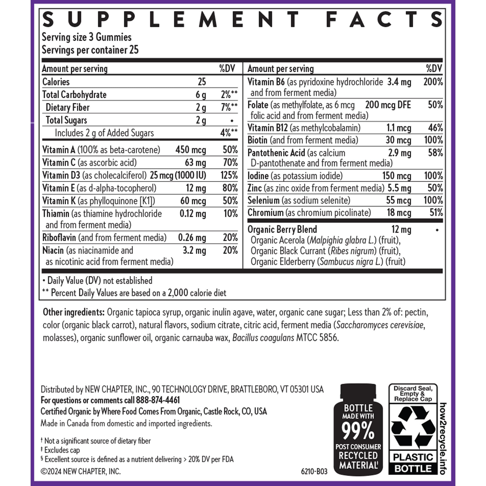 New Chapter Men’s Multivitamin Gummies, 57% Less Sugar, Men’s Gummy Vitamins with Vitamin C, D3 & Zinc, Non-GMO, Gluten Free, Berry-Citrus, 75ct - Image 6