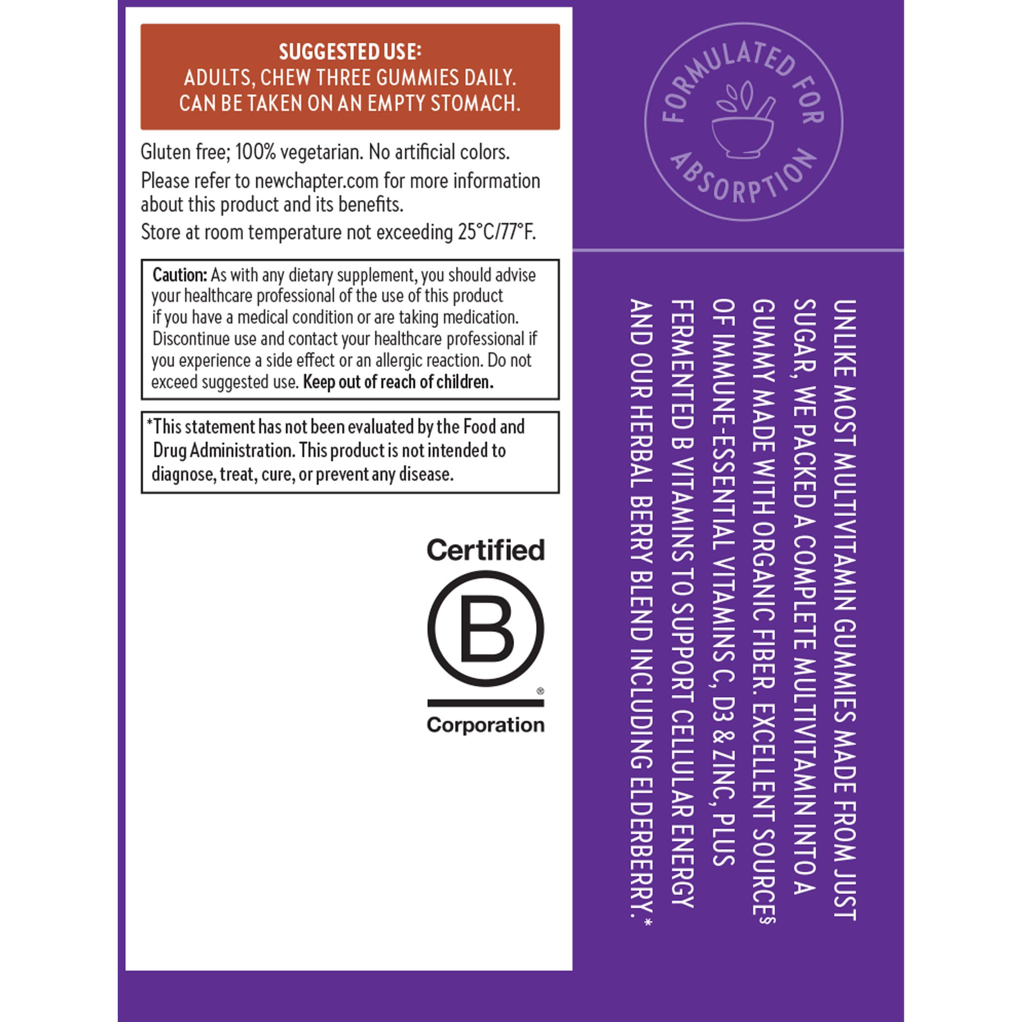 New Chapter Men’s Multivitamin Gummies, 57% Less Sugar, Men’s Gummy Vitamins with Vitamin C, D3 & Zinc, Non-GMO, Gluten Free, Berry-Citrus, 75ct - Image 8