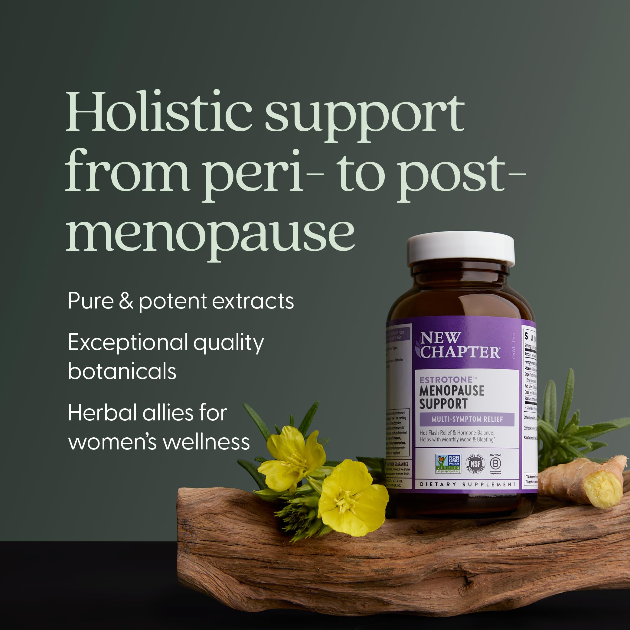 New Chapter Menopause Supplement - Estrotone Herbal Hormone Balance for Women in Perimenopause, with Black Cohosh for Hot Flash Relief & to Reduce Night Sweats + Vitex, No Added Hormones - 60 ct - Image 5