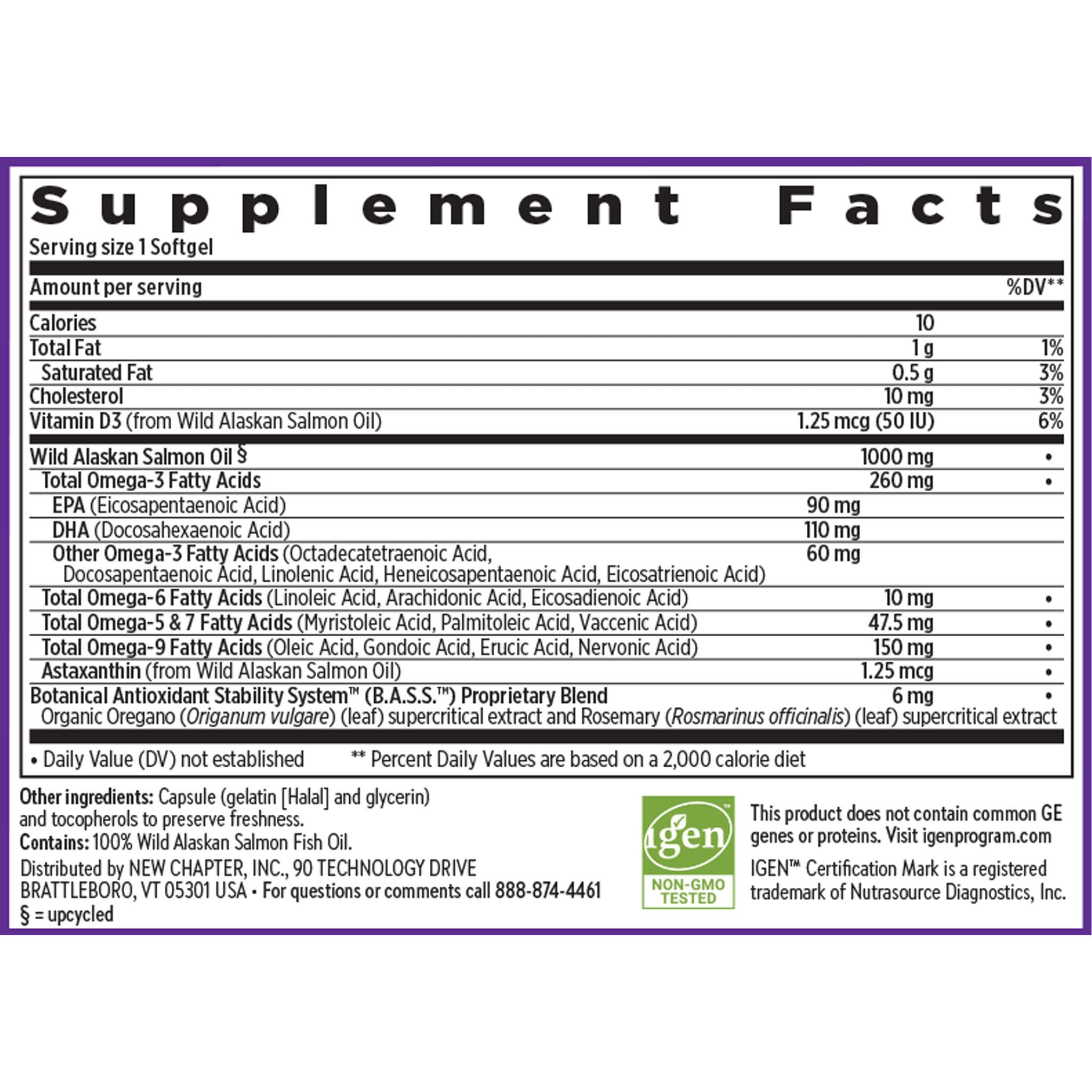 New Chapter Omega-3 Complex, 1000mg Softgels, Fish Oil Supplement Wild Alaskan Salmon for Heart, Brain, Eye, Joint & Skin Health Support - 30 Count - Image 6