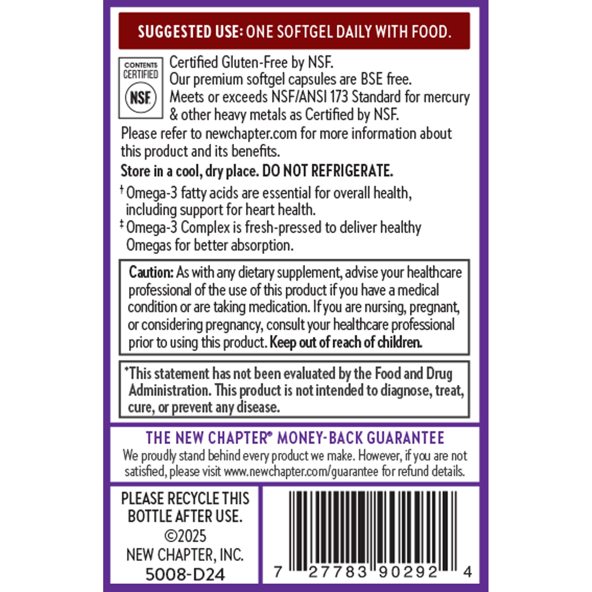 New Chapter Omega-3 Complex, 1000mg Softgels, Fish Oil Supplement Wild Alaskan Salmon for Heart, Brain, Eye, Joint & Skin Health Support - 30 Count - Image 8