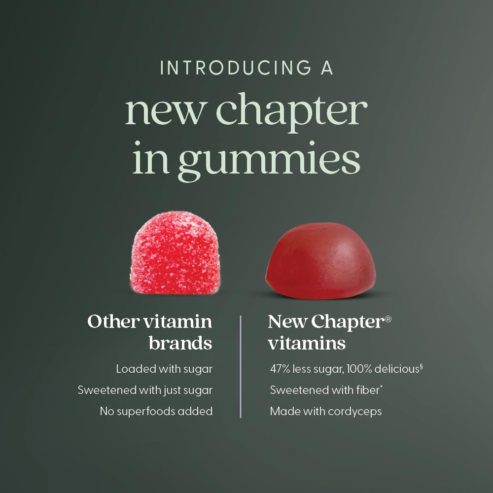 New Chapter® Organic Vitamin B12+ Gummies – 47% Less Sugar§, USDA Organic Vegan B12, Two Daily Gummies for Cellular Energy Support with Cordyceps, Non-GMO, Gluten Free, Raspberry Flavored, 60ct - Image 5