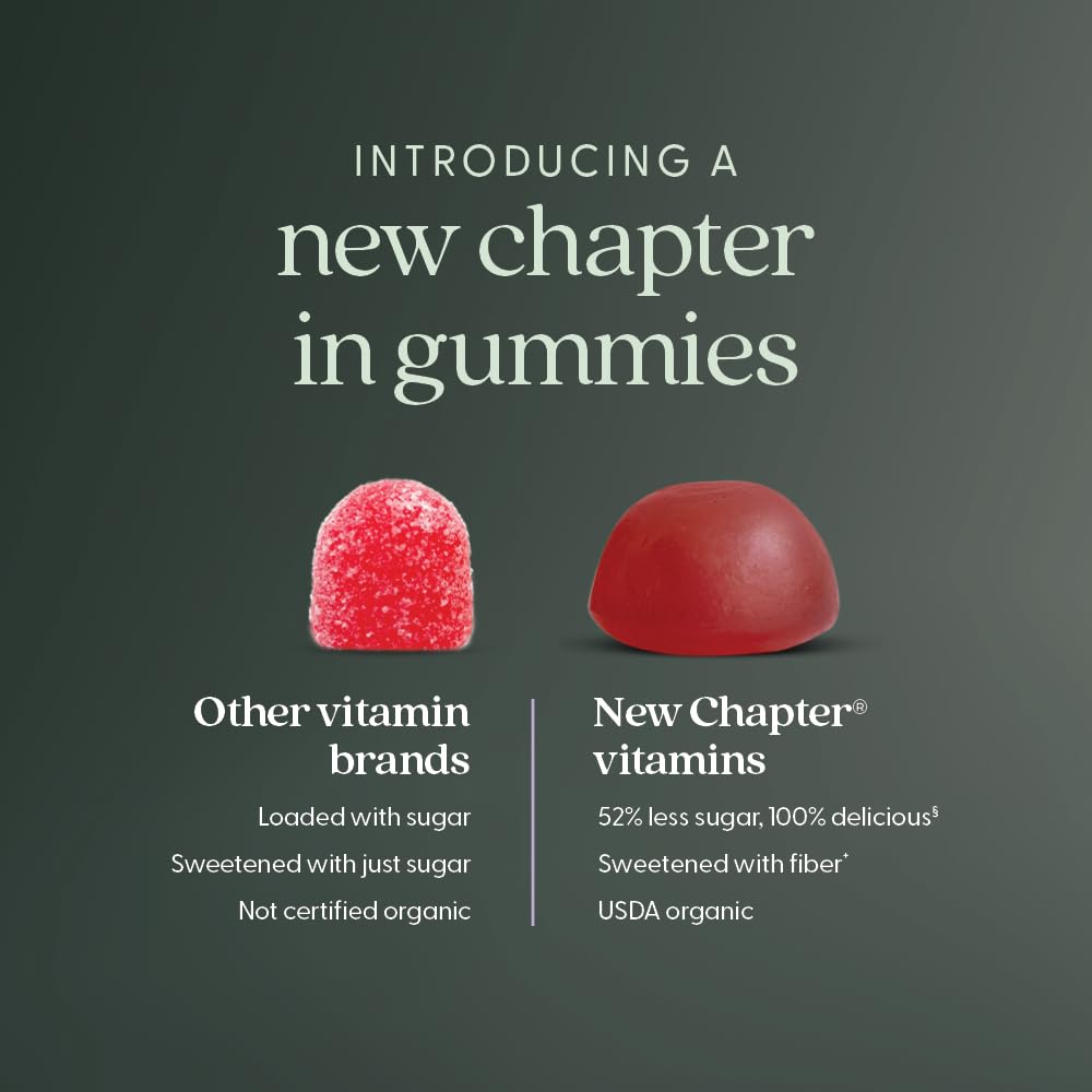 New Chapter Organic Vitamin D3+ Gummies – 52% Less Sugar§, 1,000 IU USDA Organic Vitamin D, ONE Daily Gummy for Strong Bones & Muscle Function, Non-GMO, Gluten Free, Mixed Berry Flavored, 60ct - Image 5