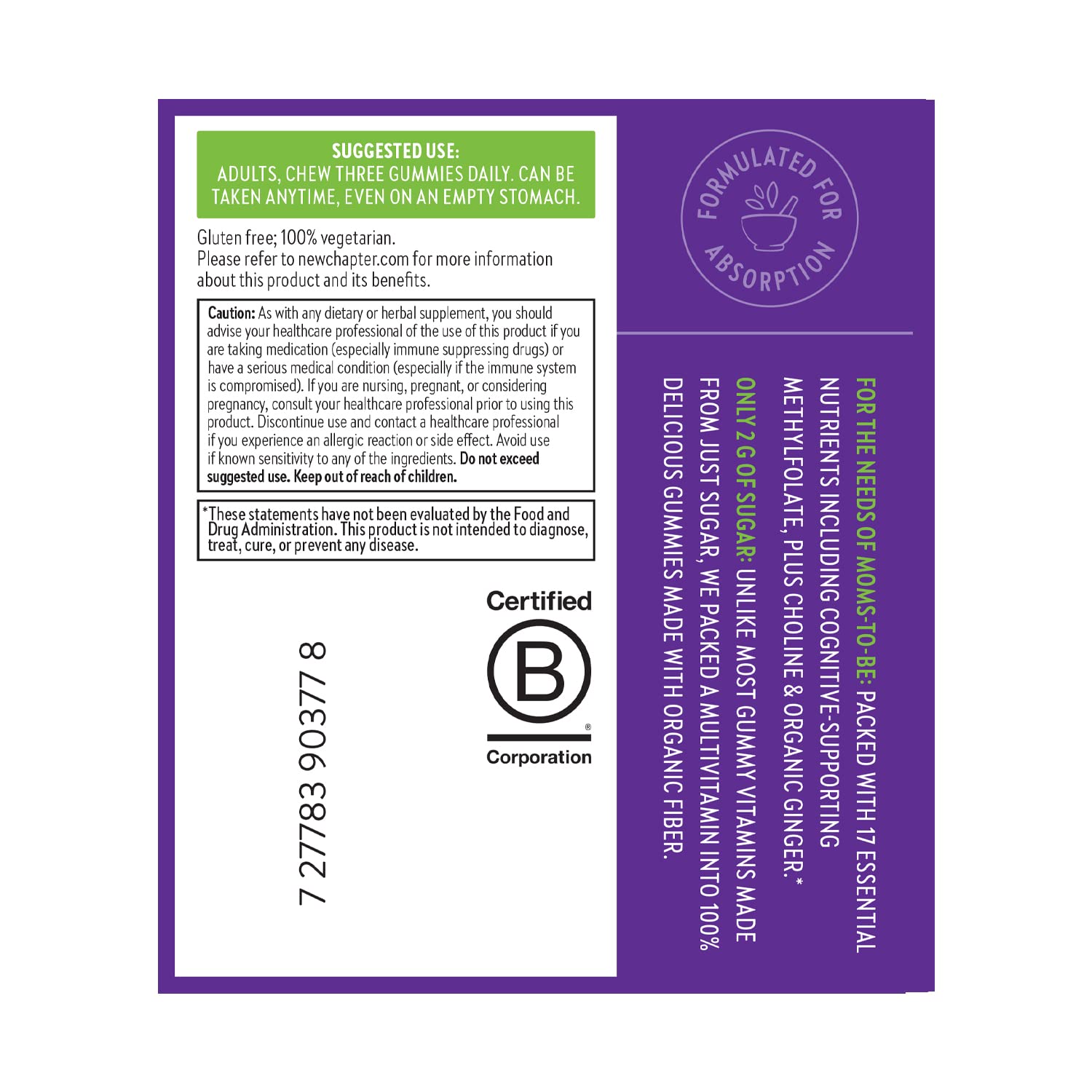 New Chapter Prenatal Multivitamin Gummies – 67% Less Sugar, Prenatal Gummies for Mom & Healthy Baby with Methylfolate, Vitamin D3, Choline + Ginger, Non-GMO, Gluten Free, Berry Citrus, 90ct - Image 8