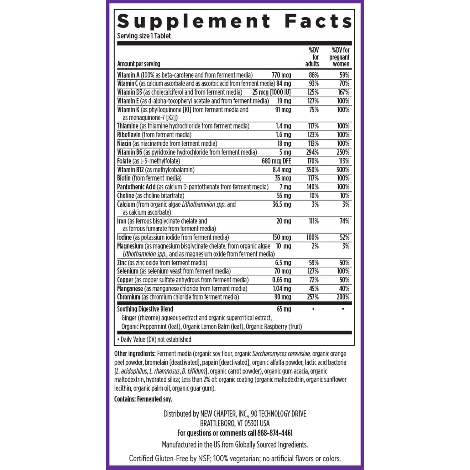 New Chapter Prenatal Vitamins, One Daily Prenatal Multivitamin Enhanced for Age 35+ with Methylfolate + Choline for Healthy Mom & Baby, Gluten Free & Non-GMO- 30 ct - Image 6