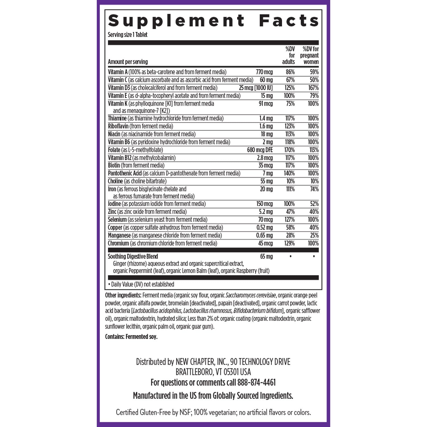 New Chapter Prenatal Vitamins, One Daily Prenatal Multivitamin with Methylfolate + Choline for Healthy Mom & Baby, Gluten Free & Non-GMO, 30 Count - Image 6