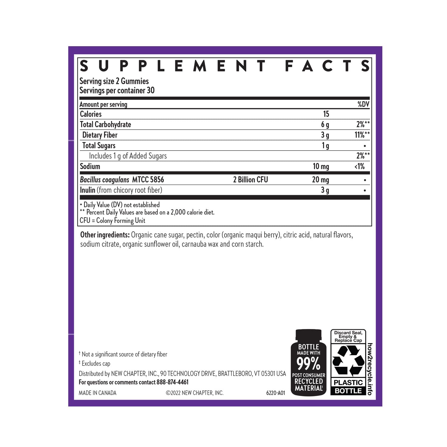 New Chapter Probiotic Gummies for Women and Men, All-Flora (1 Month Supply) – 55% Less Sugar+, Formulated for Holistic Gut Health Support with Probiotics + Prebiotic Fiber + 100% Vegan + Non-GMO - Image 6