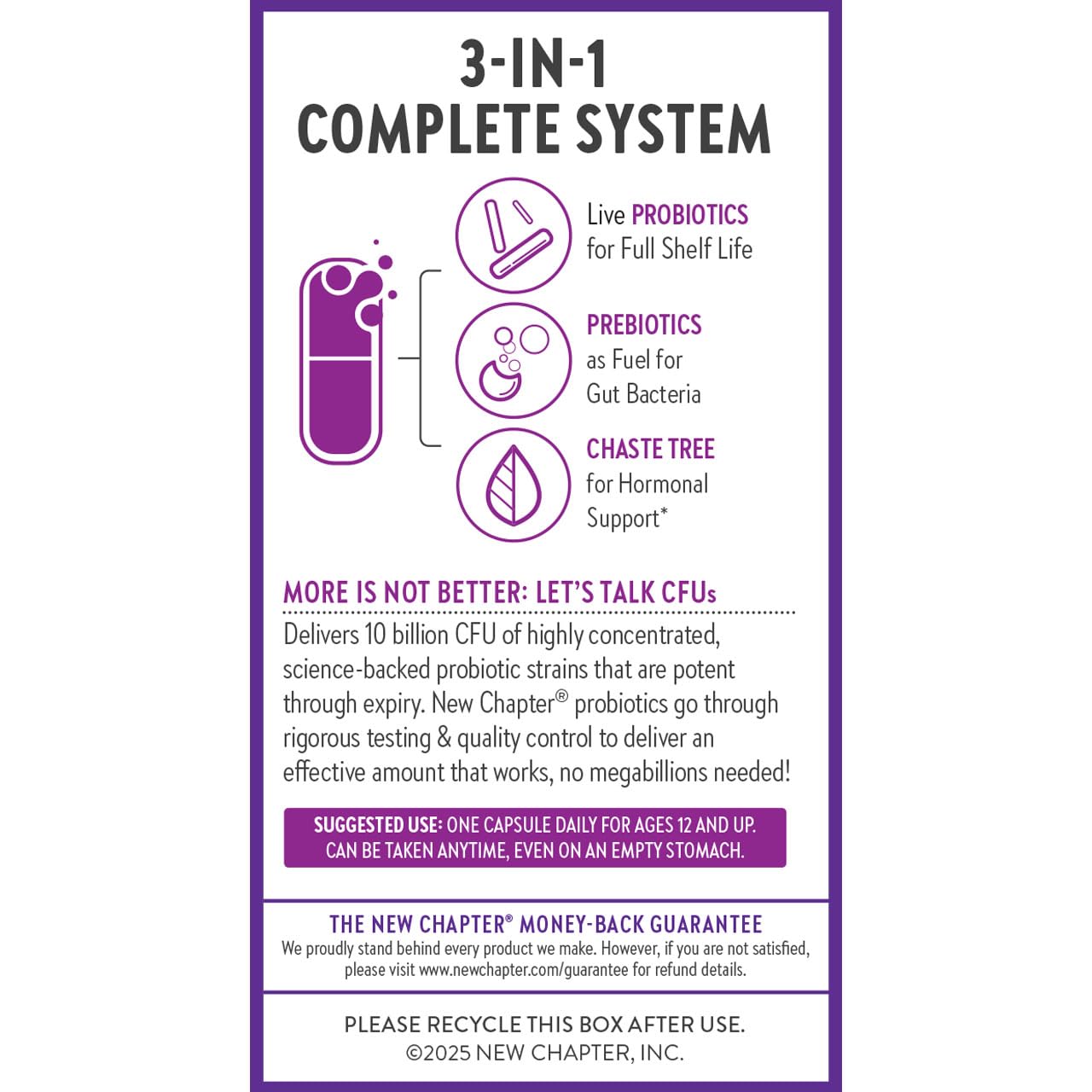 New Chapter Probiotics for Women - 30 ct (1 Month Supply), Women's Daily Probiotic with Prebiotics and Probiotics for Vaginal Health & Chaste Tree for Hormonal Support, 100% Vegetarian, Non-GMO - Image 7