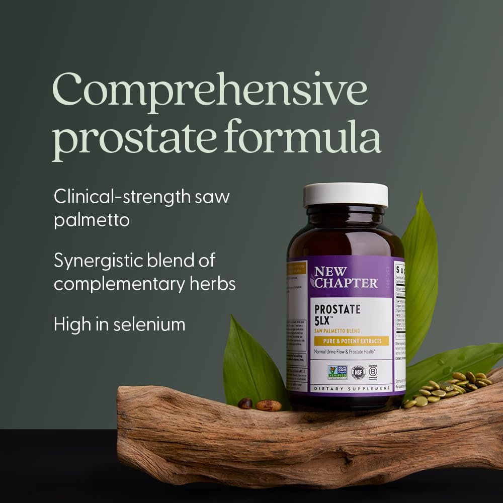 New Chapter Prostate Supplement - Prostate 5LX™ with Clinical Strength Saw Palmetto + Fermented Selenium for Men’s Wellness - 180 ct Vegetarian Capsule - Image 4