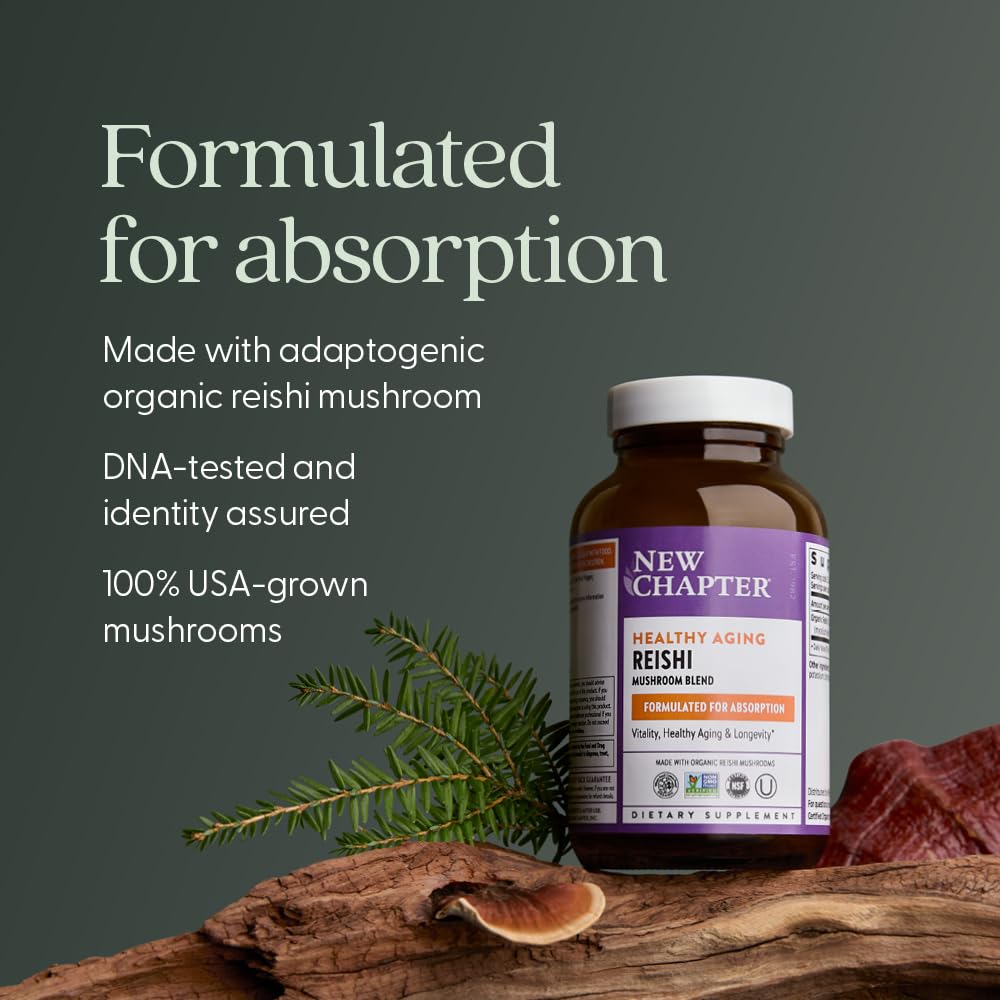 New Chapter Reishi Mushroom - LifeShield Reishi for Healthy Aging + Organic Reishi Mushroom + Vegan + Non-GMO, Nootropic Ingredients - 60 ct - Image 3