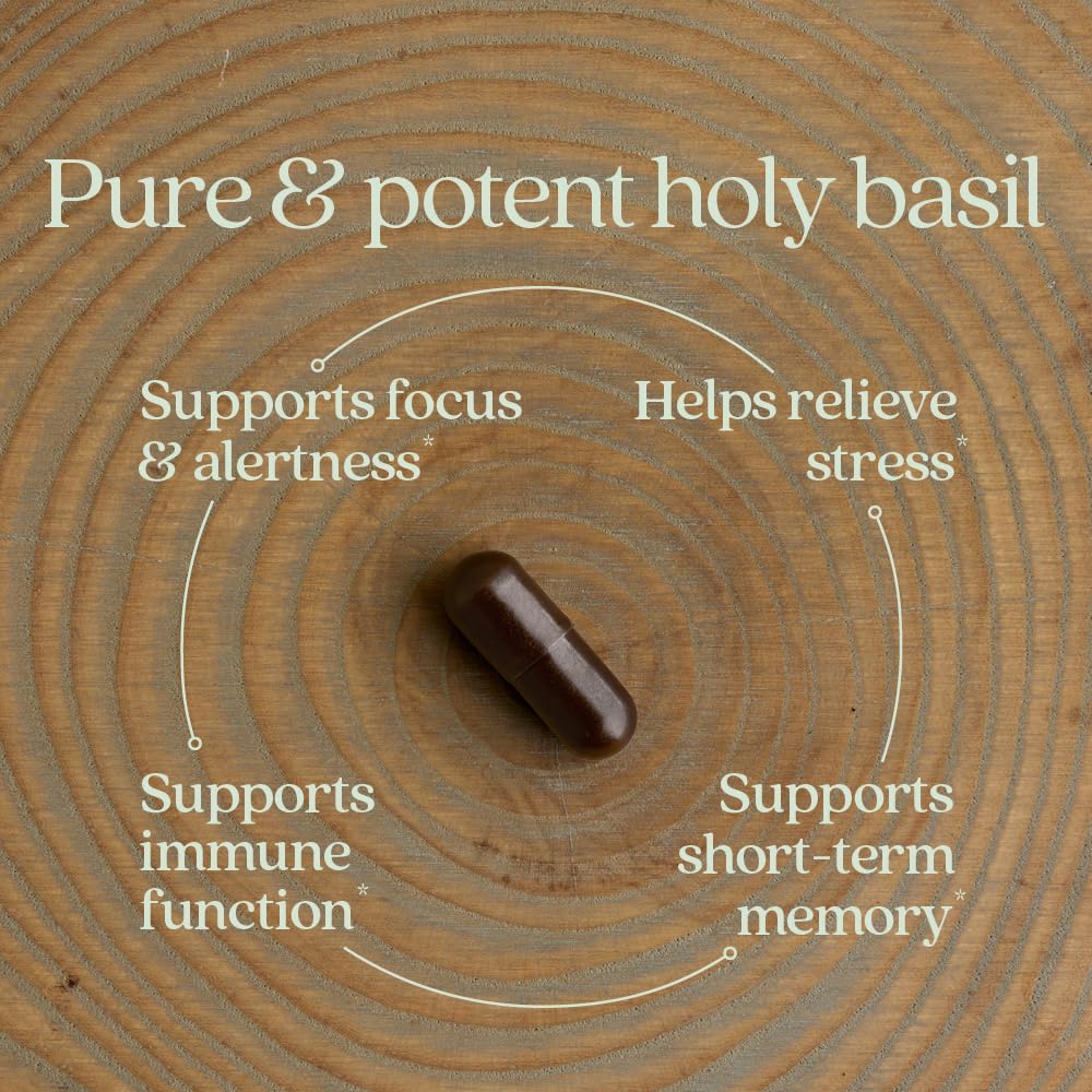 New Chapter Stress Relief Supplement - Holy Basil Force with Supercritical Holy Basil for Stress Support + Immune Support + Non-GMO Ingredients - Vegetarian Capsules, 120 Count - Image 4