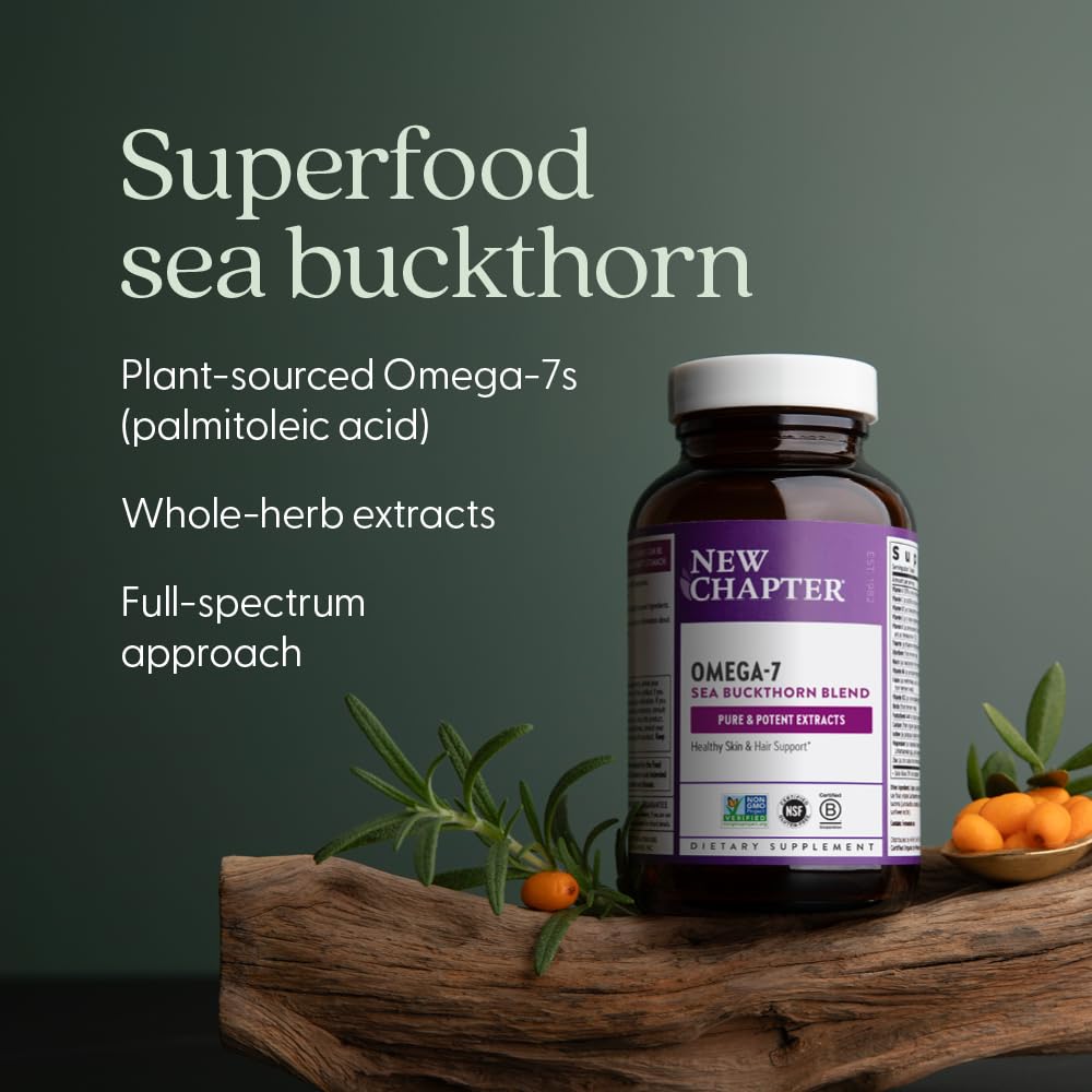 New Chapter Supercritical Omega 7 with Sea Buckthorn + Plant Sourced Fatty Acids + Omega 7 + Non-GMO Ingredients - 60 Vegetarian Capsule - Image 3