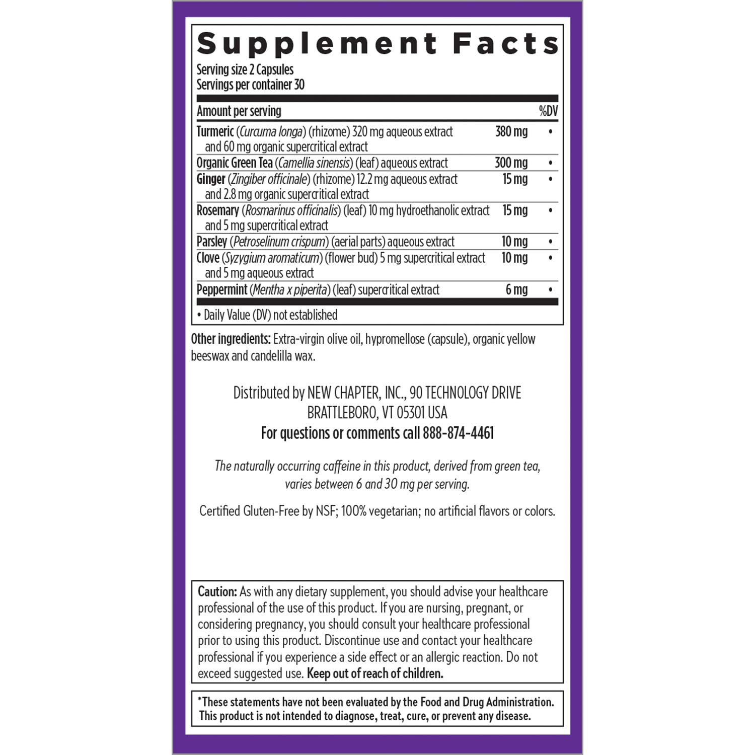 New Chapter Turmeric Supplement + Daily Detox Turmeric Force Detox Action with Green Tea + Ginger + NO Black Pepper Needed + NonGMO Ingredients Vegetarian Capsule, 60 Count - Image 6