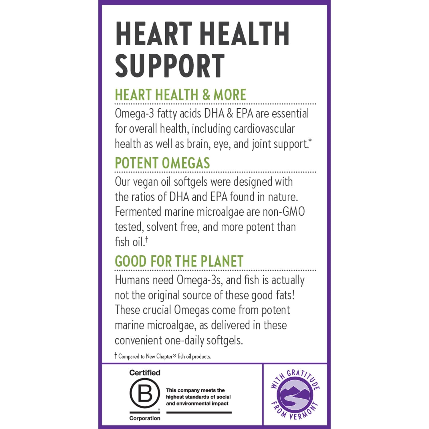 New Chapter Vegan Algae Oil, DHA, EPA, and DPA Supplement - Vegan Omega-3 Complex for Heart, Brain, Eye & Joint Support - 30 Softgels - Image 8
