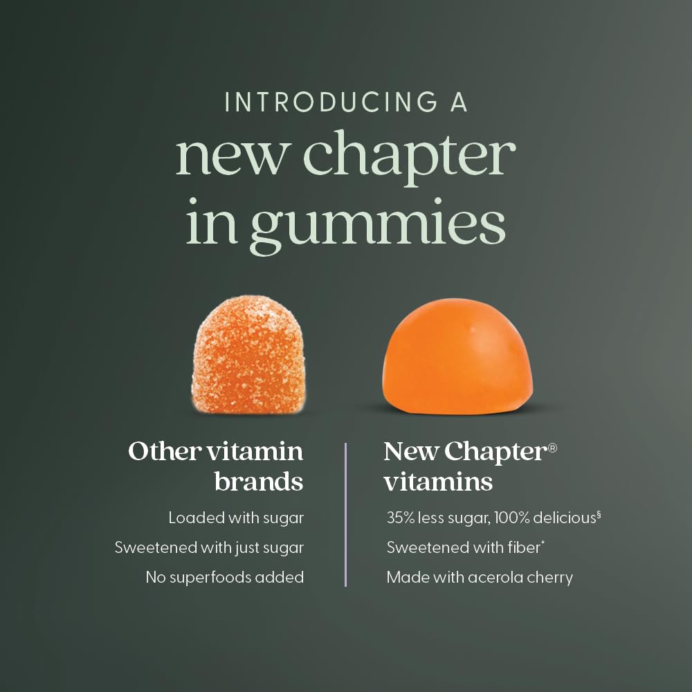 New Chapter Vitamin C+ Gummies – 35% Less Sugar§, Excellent Source of Vitamin C, Two Daily Gummies for Immune Support with Acerola Cherry, Vegan, Non-GMO, Gluten Free, Citrus Flavored, 60ct - Image 5