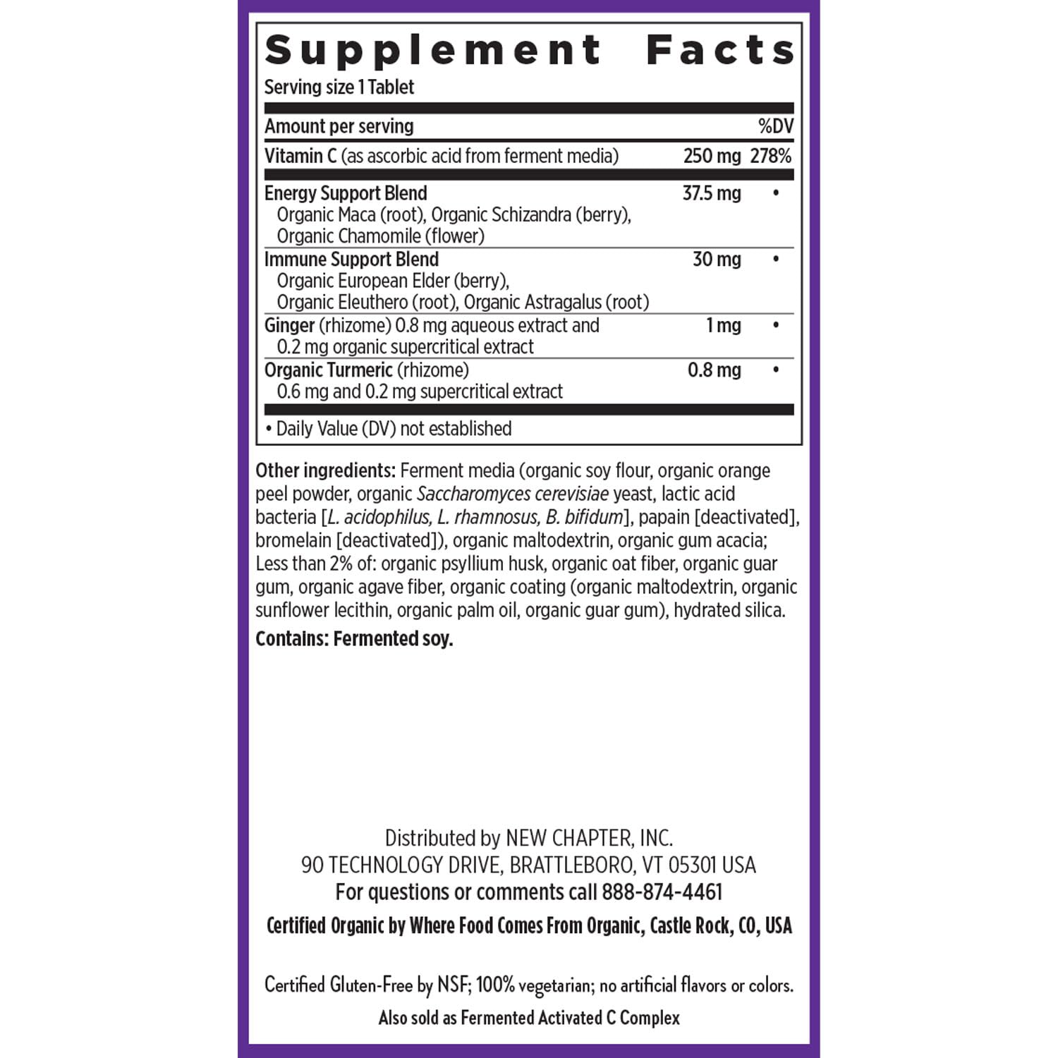 New Chapter® Vitamin C Immune Defense Supplement + Elderberry – Excellent Source of Vitamin C, One Daily Tablet for Healthy Immune Support, Made with Organic Herbs, Non-GMO, Gluten Free, 30 ct - Image 6