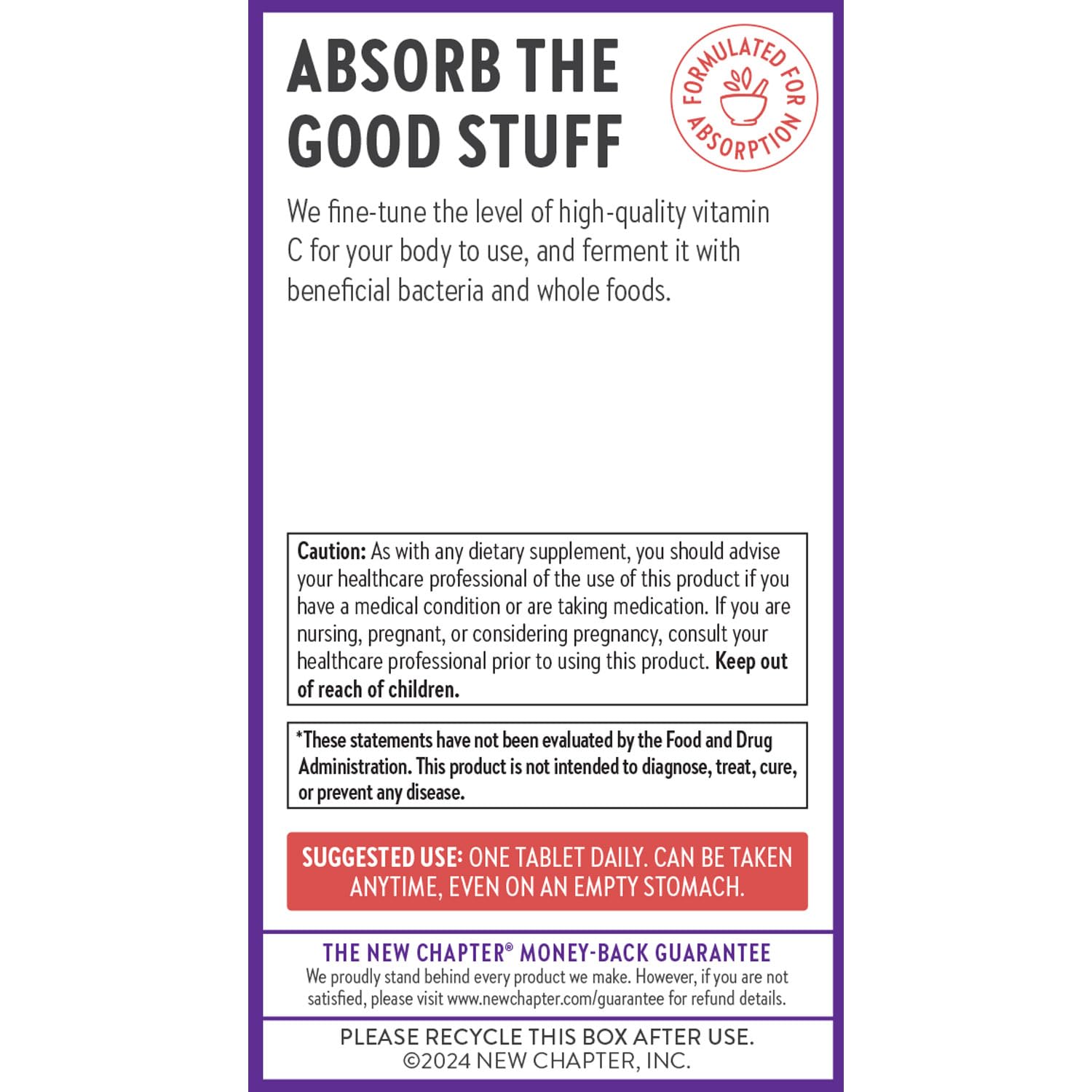 New Chapter® Vitamin C Immune Defense Supplement + Elderberry – Excellent Source of Vitamin C, One Daily Tablet for Healthy Immune Support, Made with Organic Herbs, Non-GMO, Gluten Free, 30 ct - Image 7