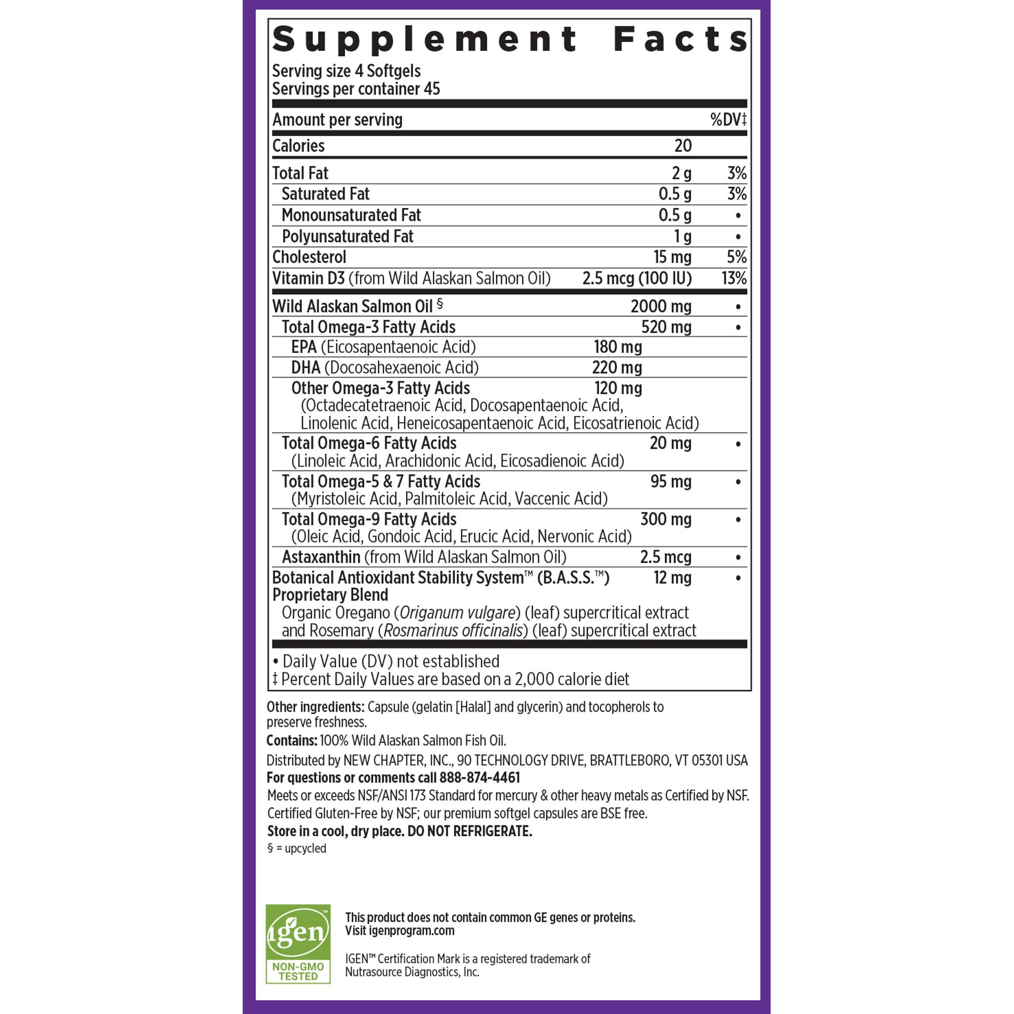 New Chapter Wholemega Fish Oil Supplement, Tiny Capsules, 2000mg per Serving, Clinically Proven Wild Alaskan Salmon Oil with Omega-3 + Vitamin D3 + Astaxanthin, 500mg per softgel - 180 Count - Image 6