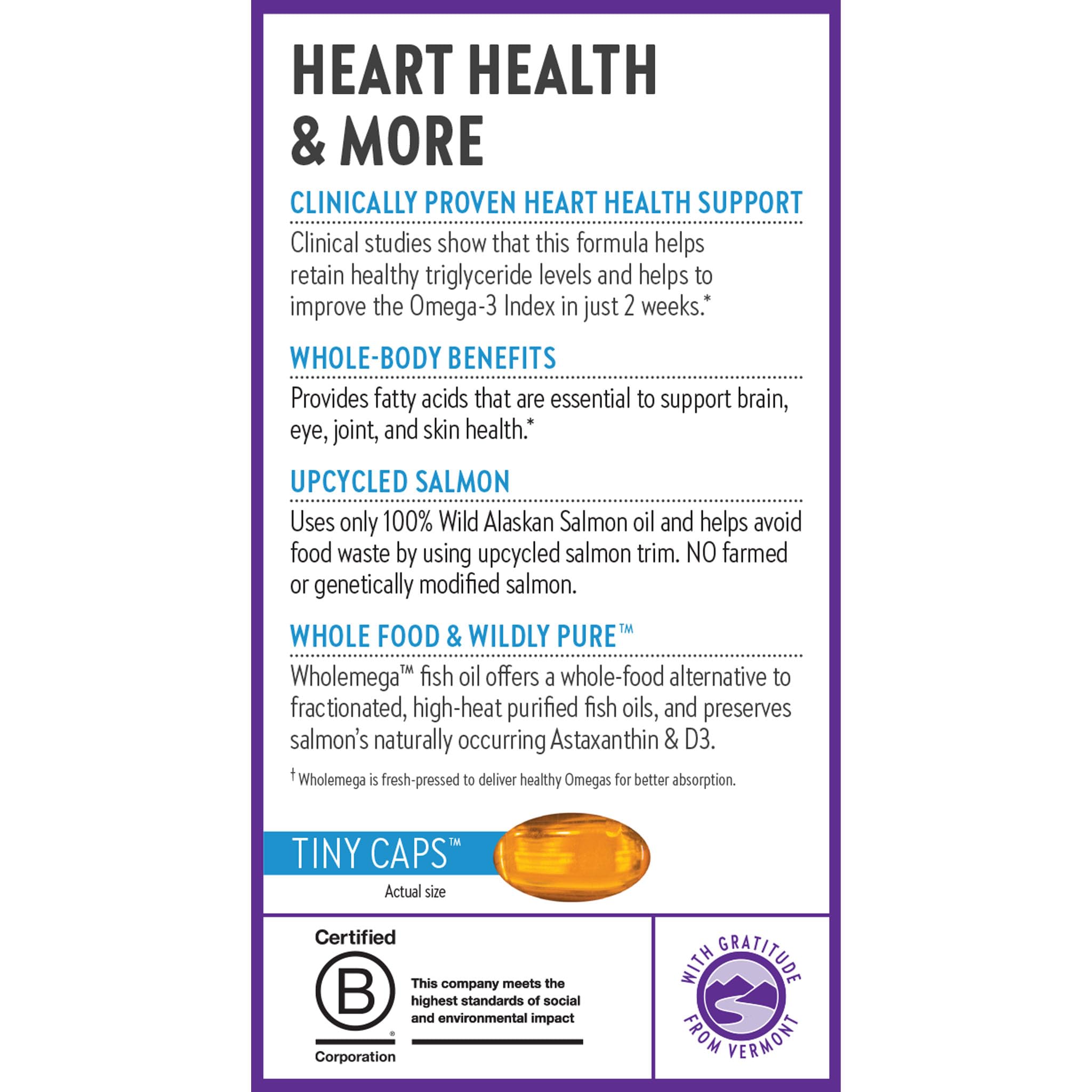 New Chapter Wholemega Fish Oil Supplement, Tiny Capsules, 2000mg per Serving, Clinically Proven Wild Alaskan Salmon Oil with Omega-3 + Vitamin D3 + Astaxanthin, 500mg per softgel - 180 Count - Image 9