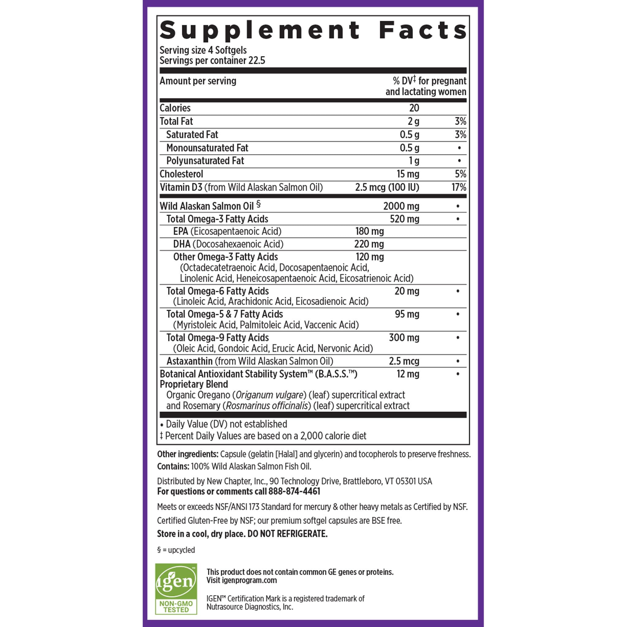 New Chapter Wholemega for Moms Fish Oil Supplement, Tiny Capsules, 2000mg per Serving, Prenatal DHA with Omega-3 + Vitamin D3 for Prenatal & Postnatal Support, 500mg Each - 90 Count - Image 6