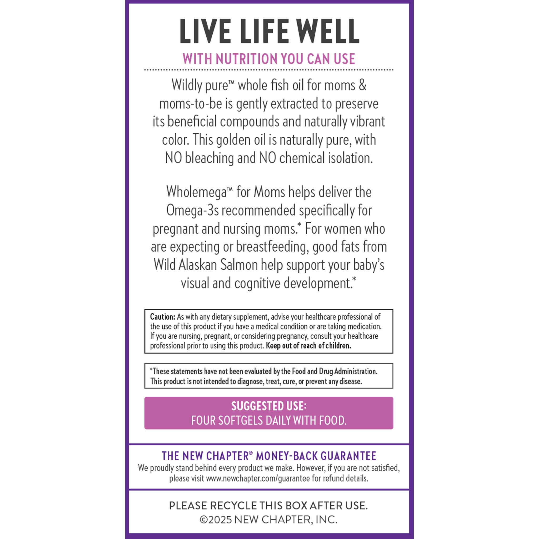 New Chapter Wholemega for Moms Fish Oil Supplement, Tiny Capsules, 2000mg per Serving, Prenatal DHA with Omega-3 + Vitamin D3 for Prenatal & Postnatal Support, 500mg Each - 90 Count - Image 8